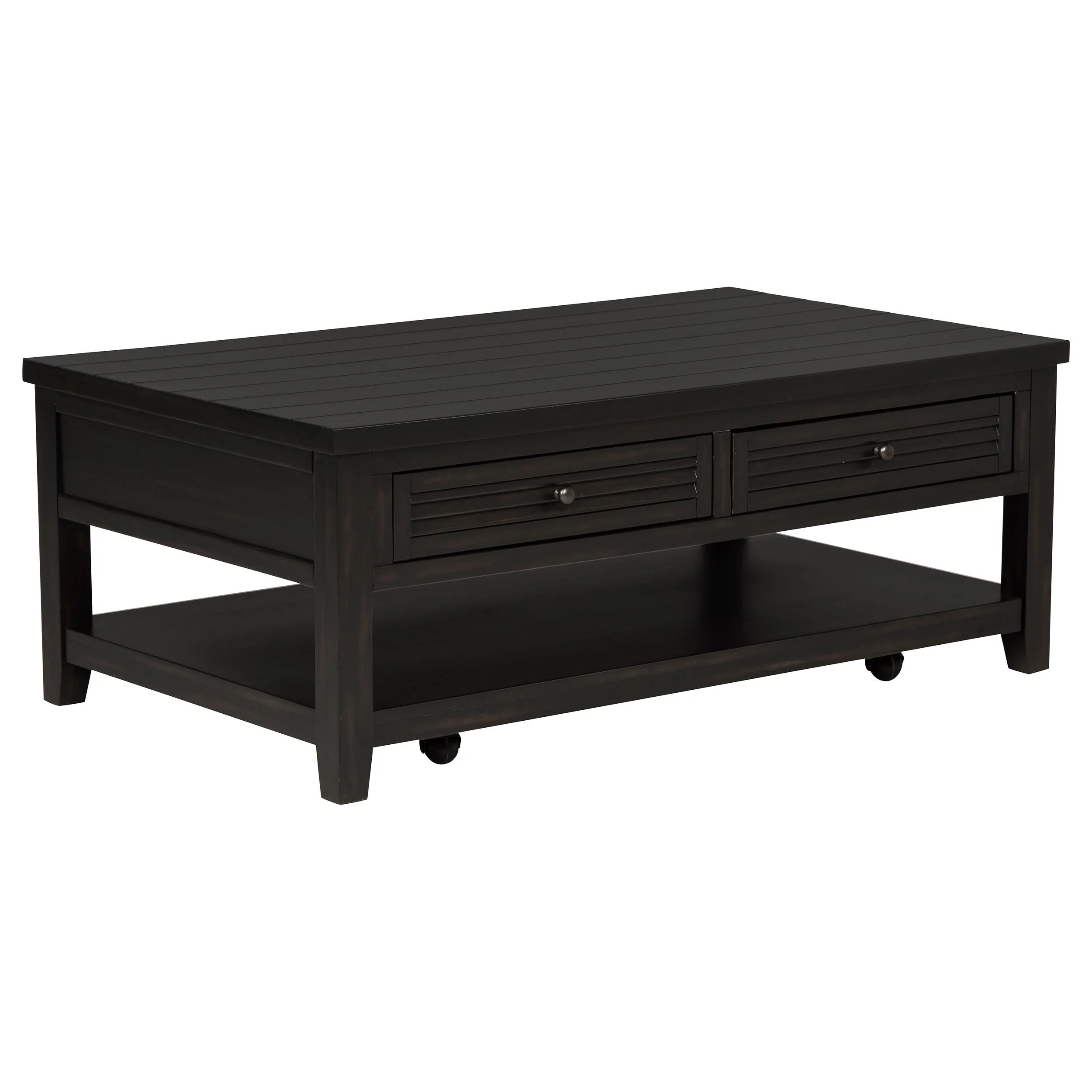 Concord Distressed Java 2-Drawer Rectangular Coffee Table - Image 2