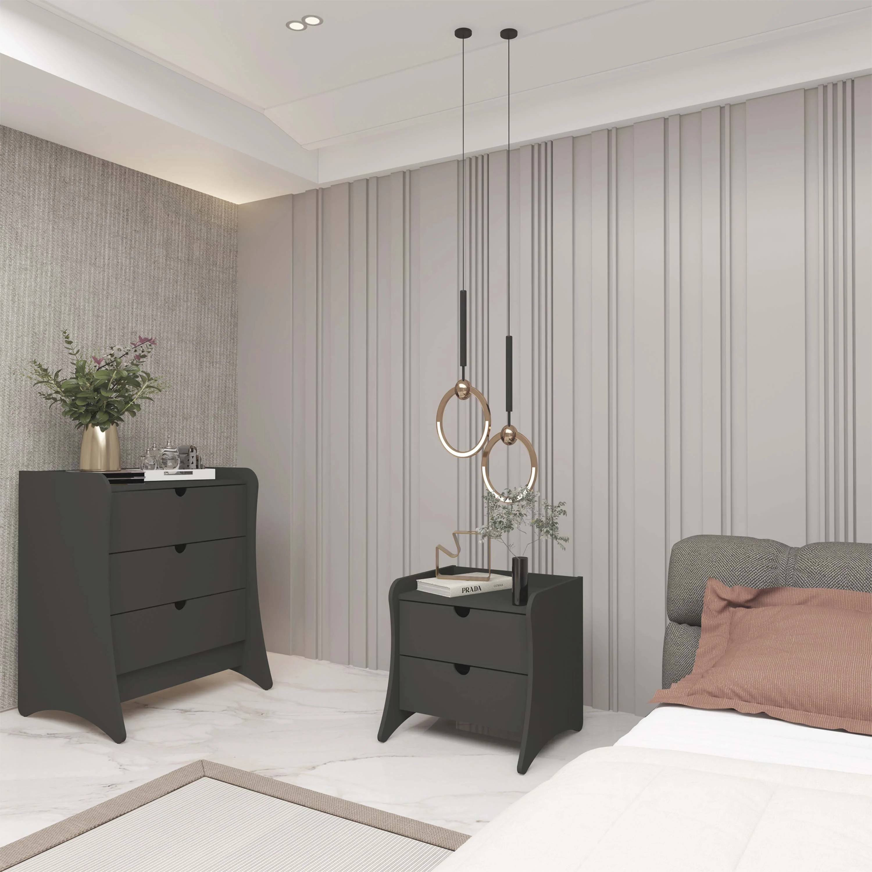 Coney 2-Piece Dresser and Nightstand in Grey - Image 2