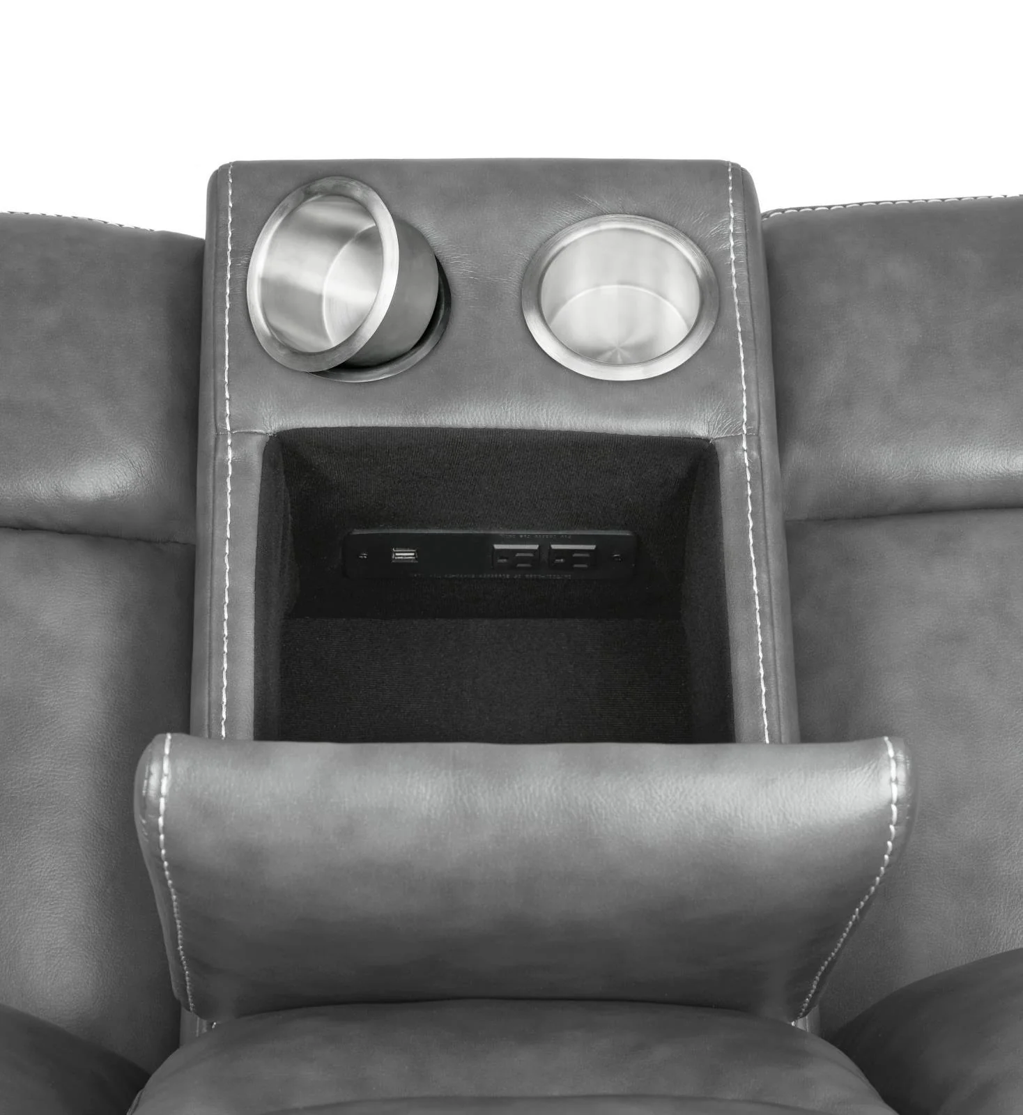 Conrad Gray Upholstered Motion Loveseat Cool - Image 9