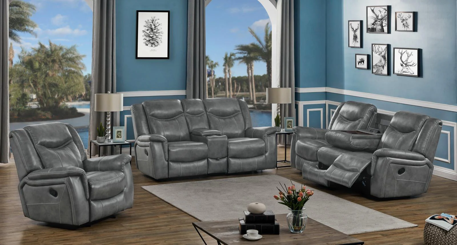 Conrad Gray Upholstered Motion Sofa Cool - Image 6