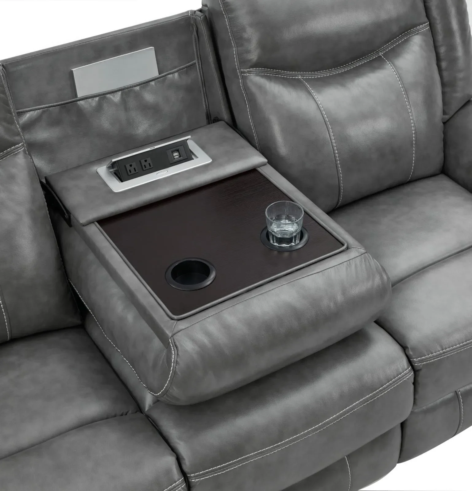 Conrad Grey 3-piece Upholstered Padded Arm Motion Sofa Set - Image 5