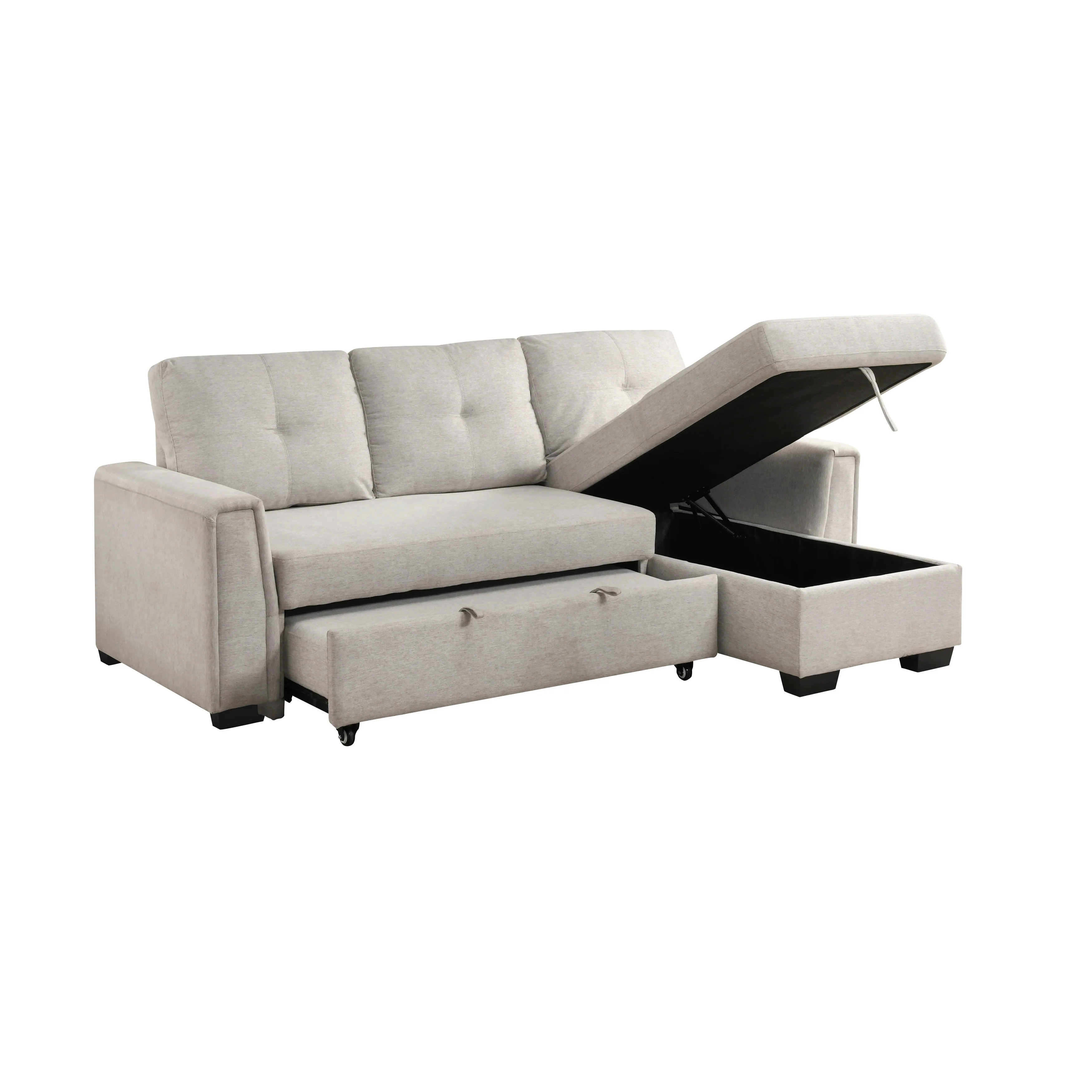 Convene Light Gray 2-Piece Sectional with Reversible Chaise and Pull-out Bed - Image 12
