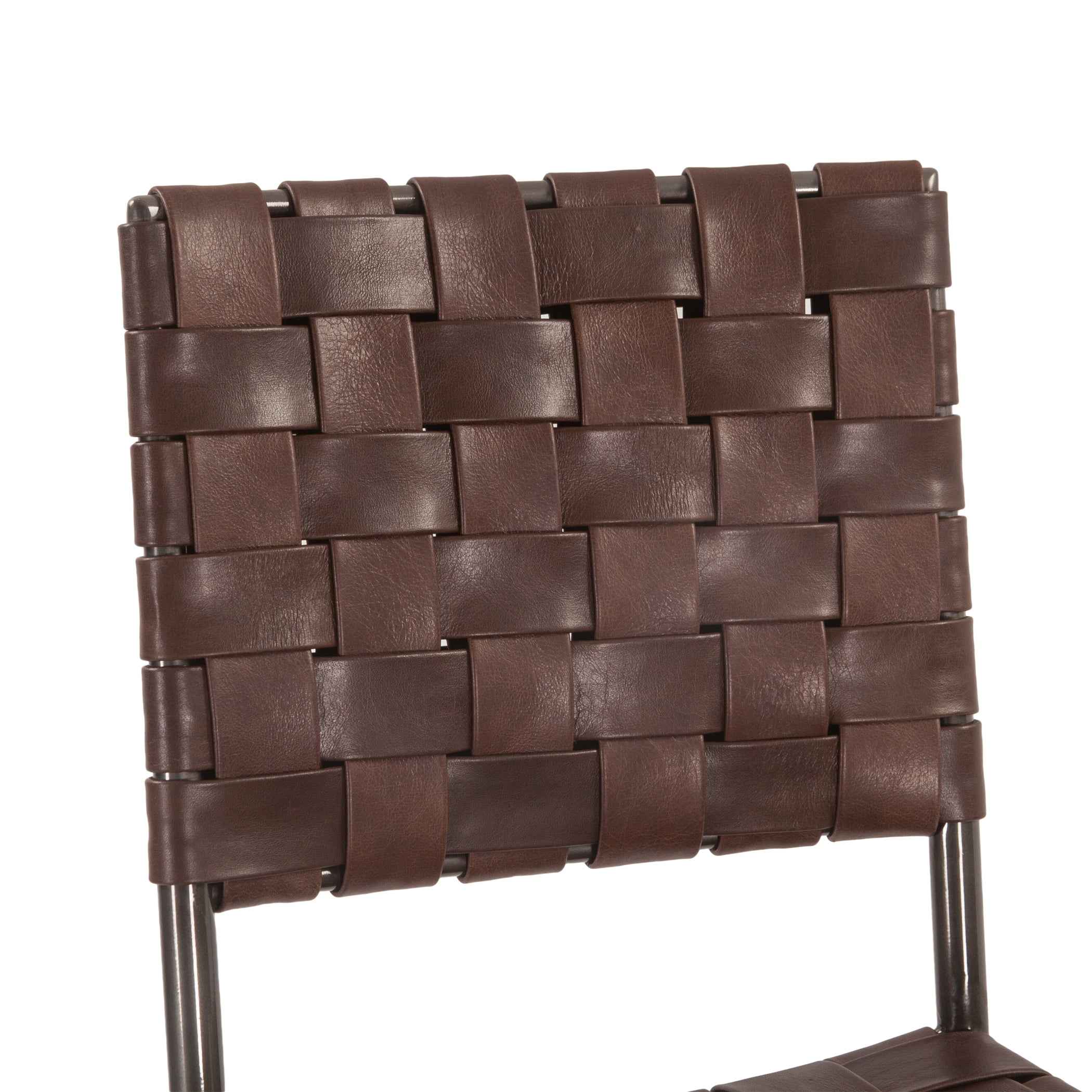 Copenhagen 17" Bar Chair in Brown Buffalo Leather and Iron - Image 8