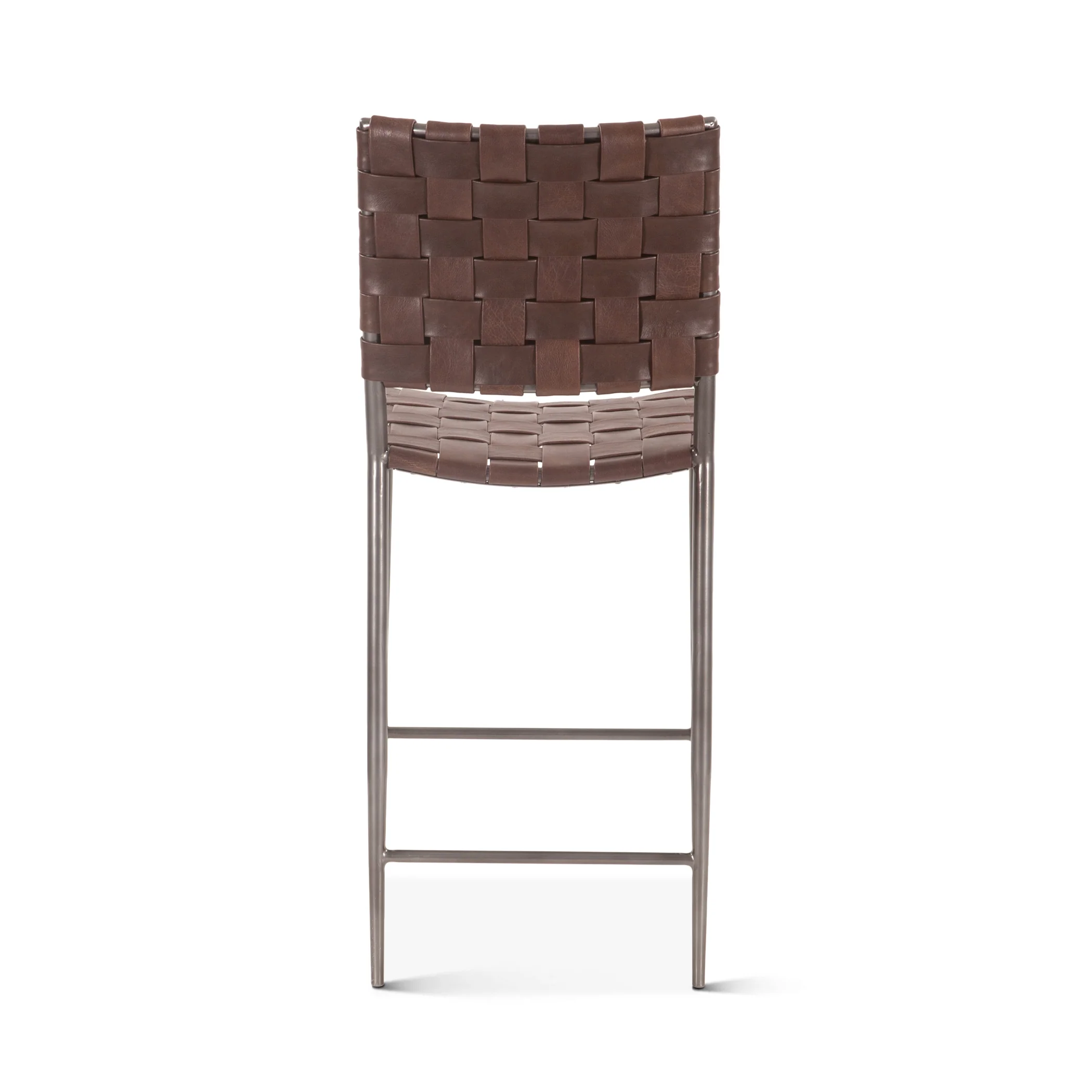 Copenhagen 17" Counter Chair in Brown Buffalo Leather and Iron - Image 3