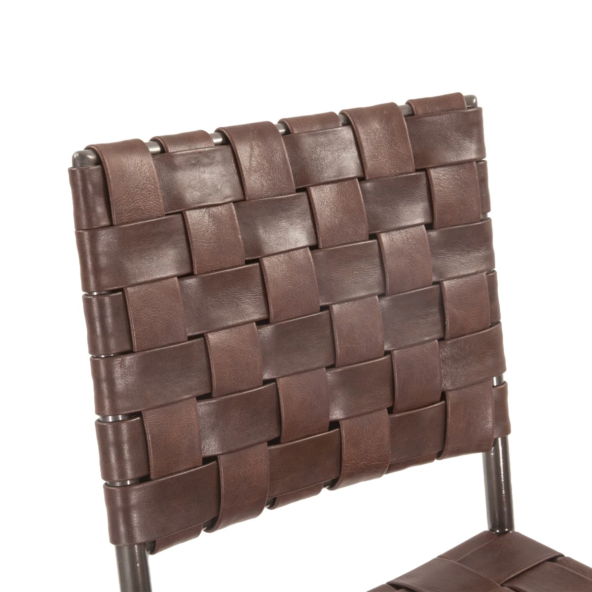 Copenhagen 17" Counter Chair in Brown Buffalo Leather and Iron - Image 7