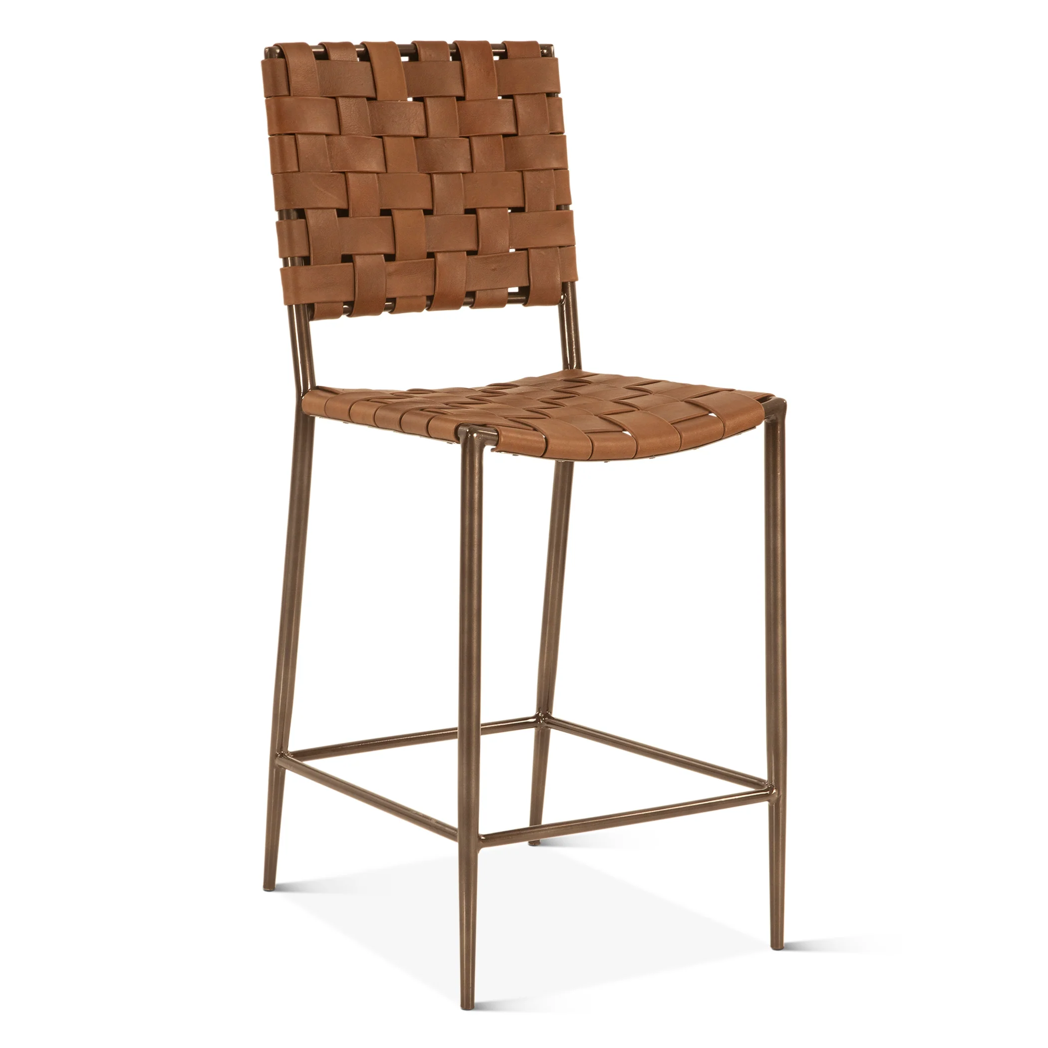 Copenhagen 17" Counter Chair in Tobacco Buffalo Leather with Iron - Image 3