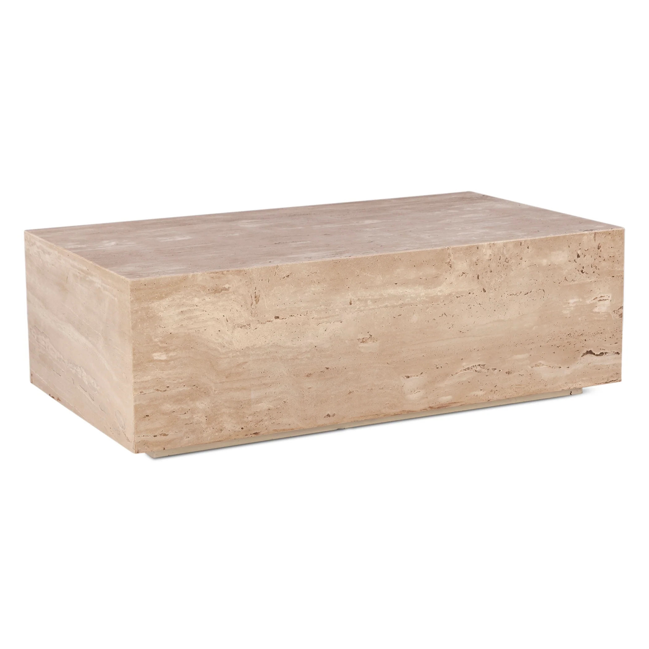 Nile 50" Drum Coffee Table in Travertine Stone - Image 3