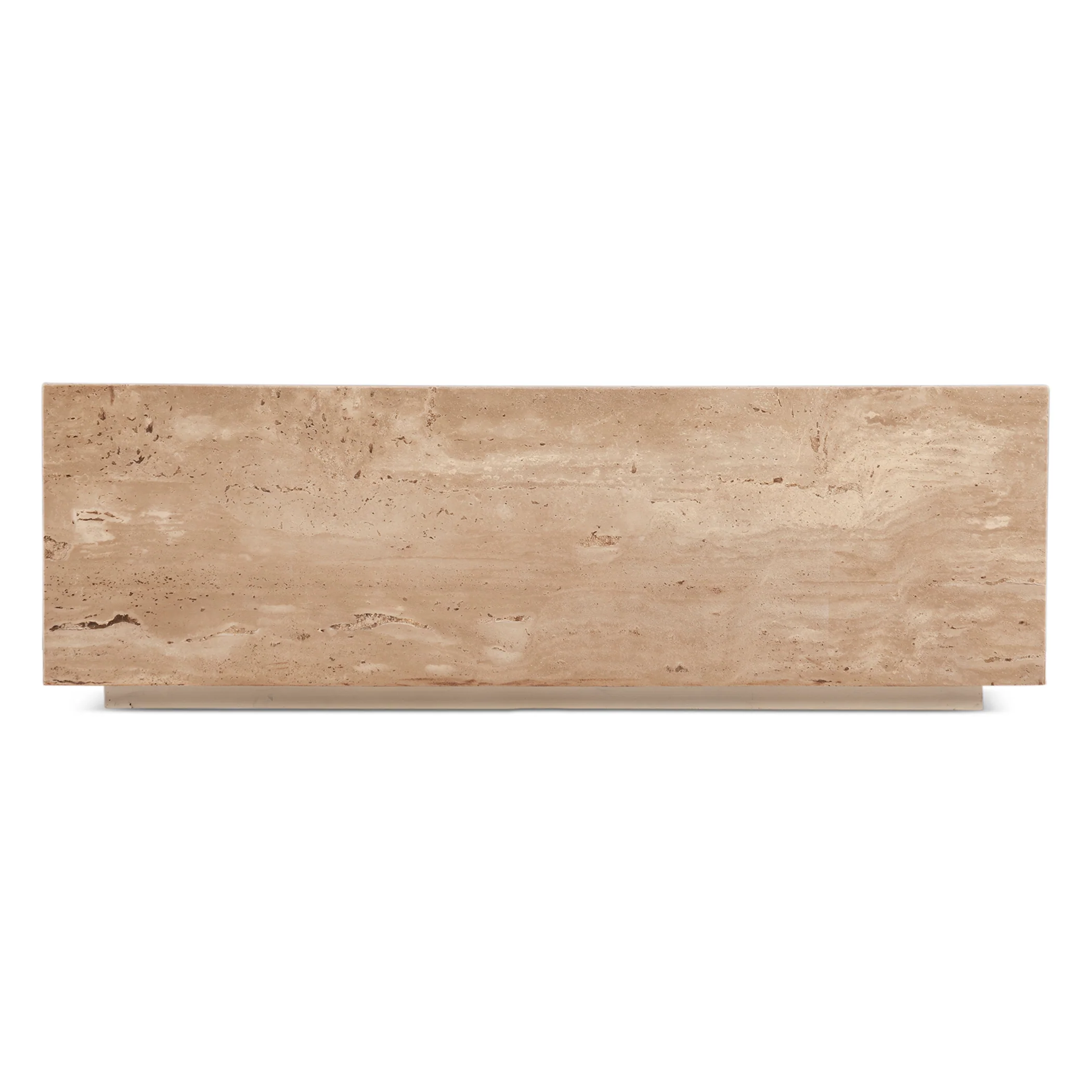 Nile 50" Drum Coffee Table in Travertine Stone - Image 4