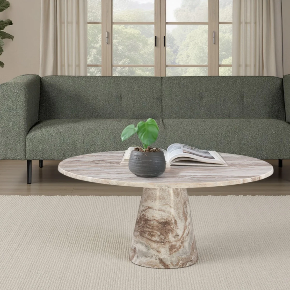 Nile 38" Coffee Table in Brown Toronto Marble - Image 4