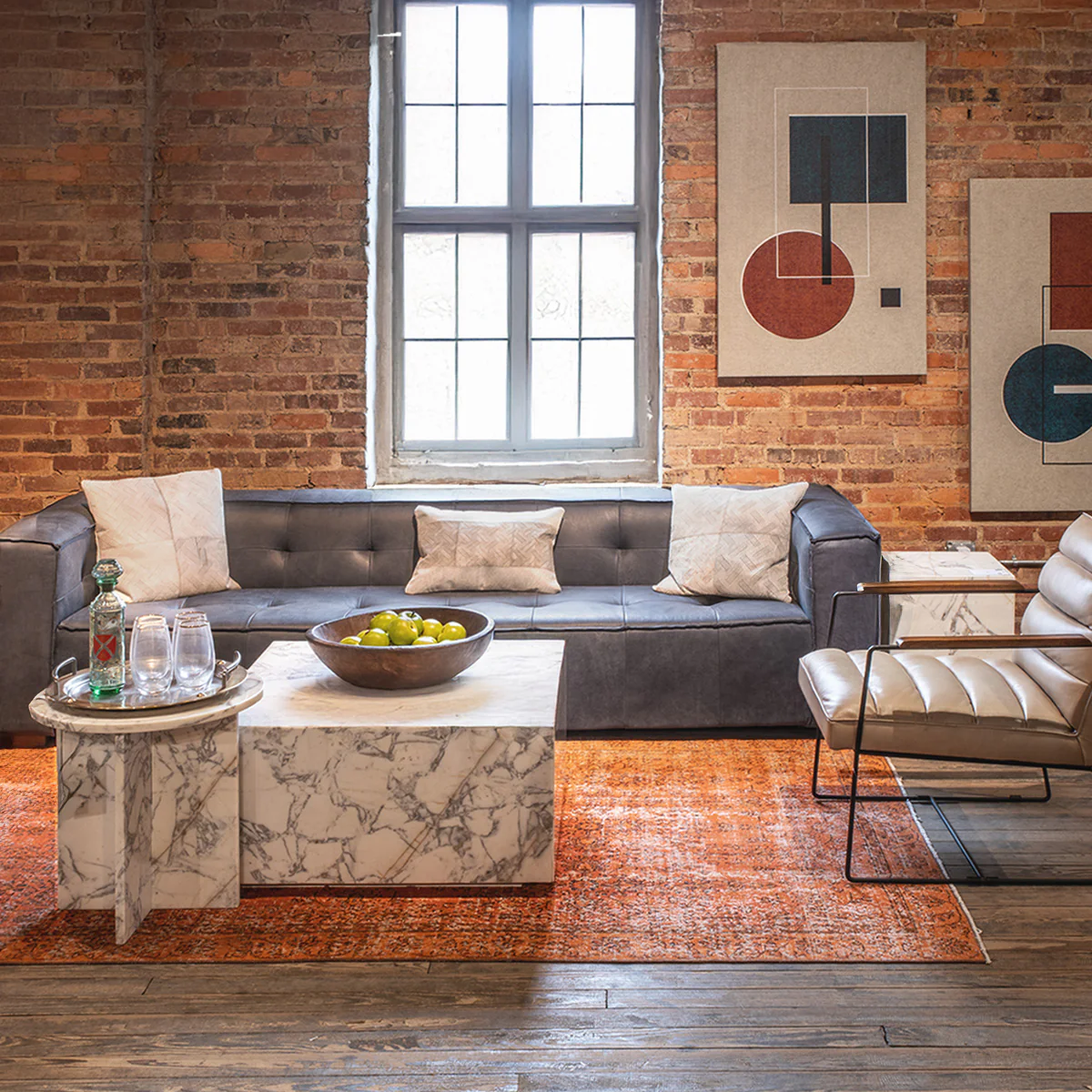 Nile 32" Drum Coffee Table in Alabaster Marble - Image 9