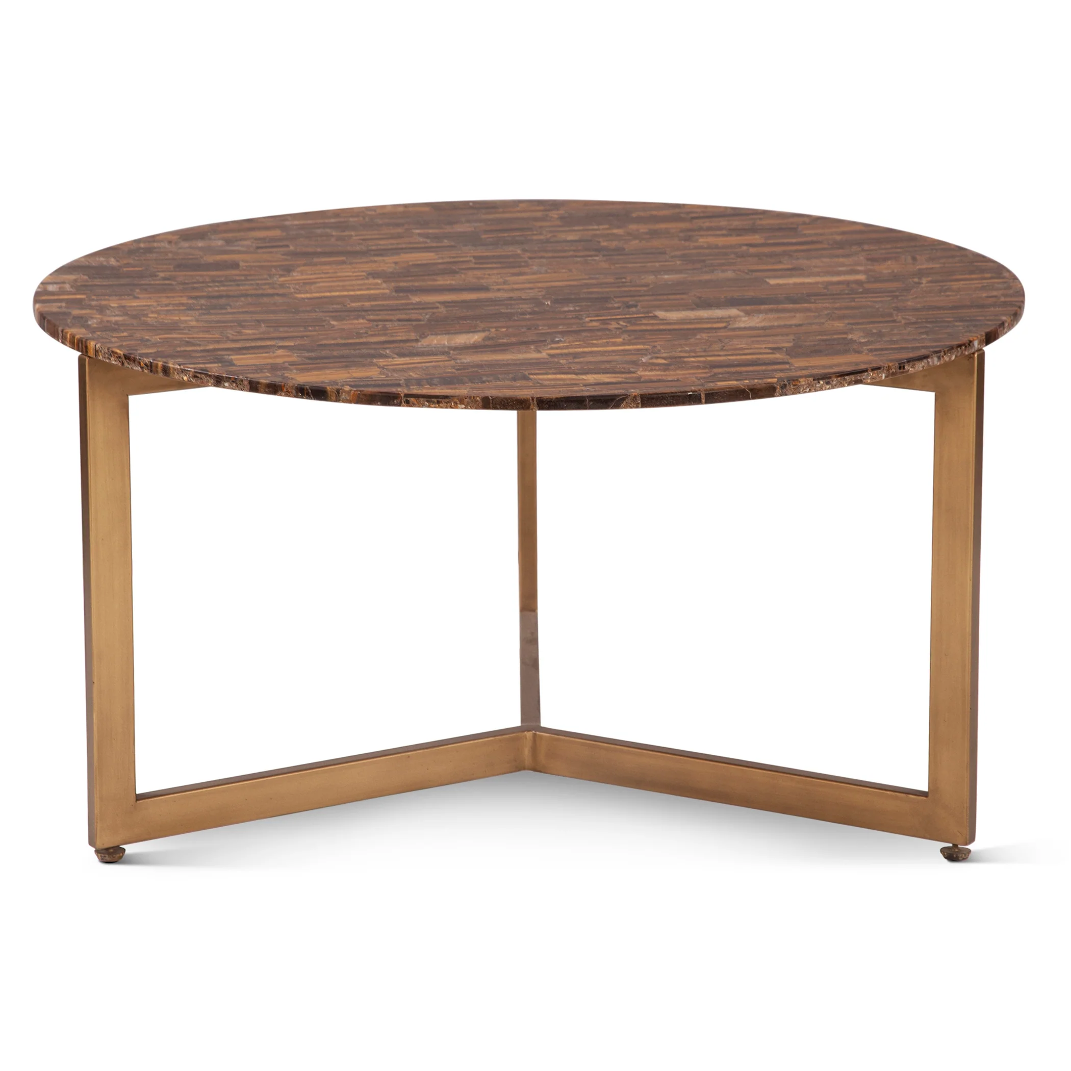 Calico 36" Coffee Table in Tiger Eye with Antique Gold Base
