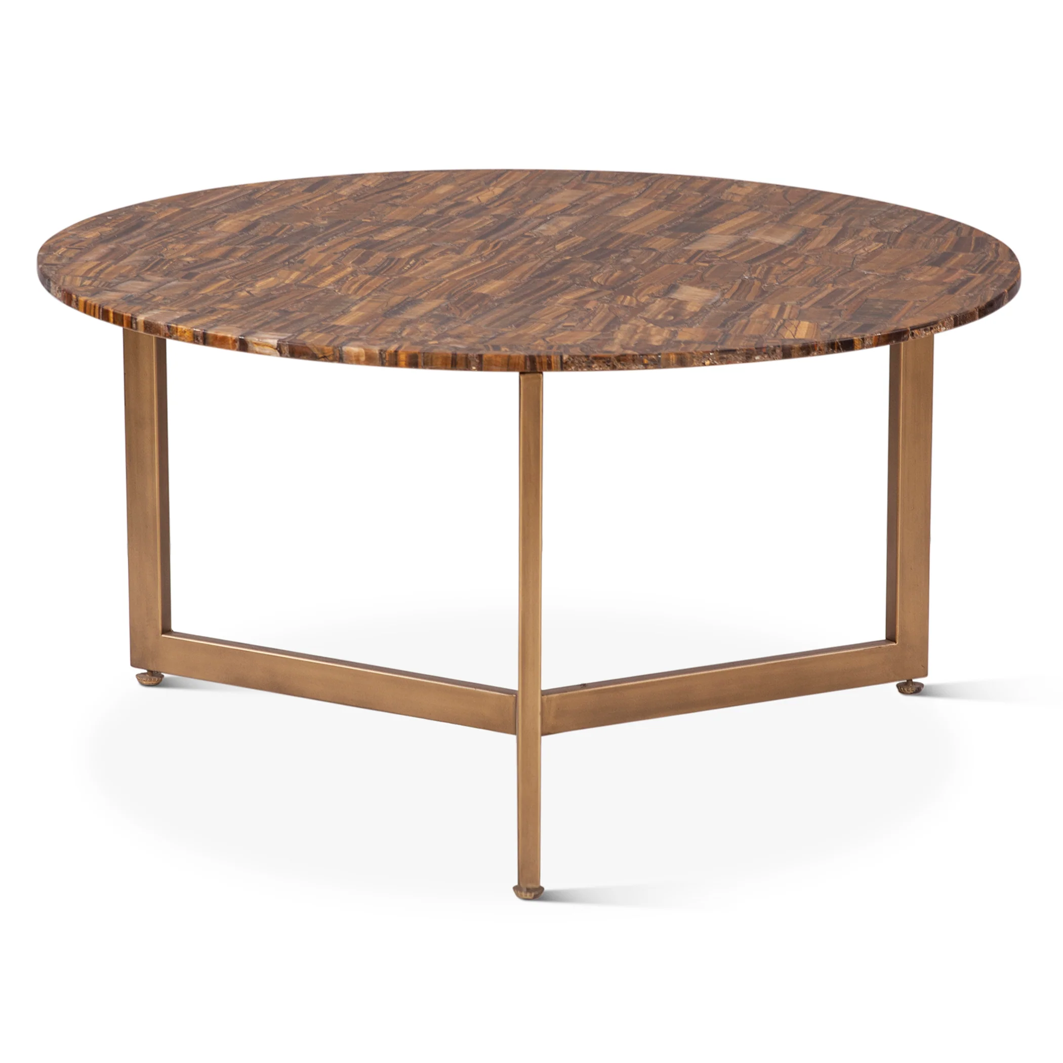 Calico 36" Coffee Table in Tiger Eye with Antique Gold Base - Image 6