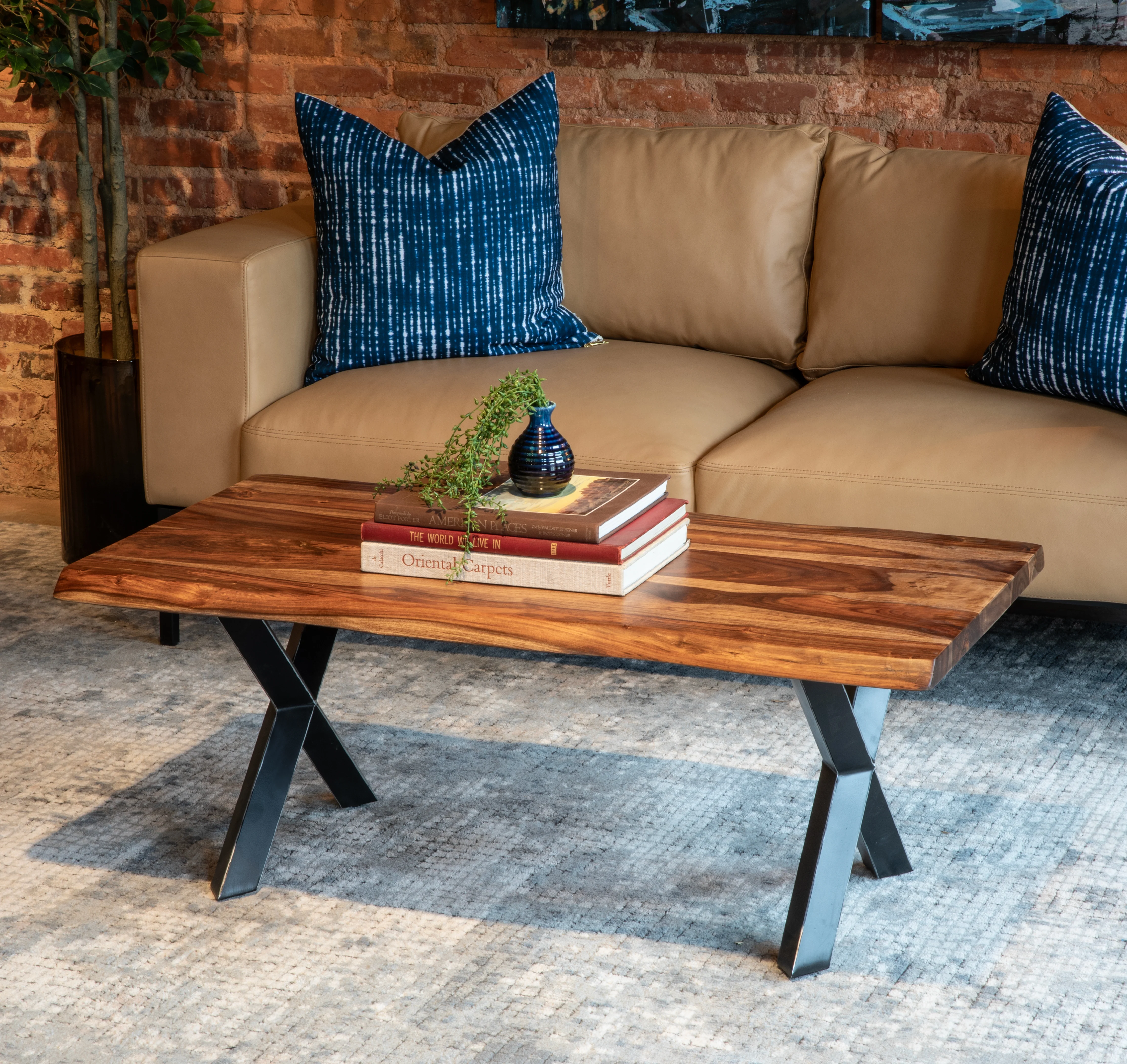 Brisbane 46" Coffee Table in Natural Sheesham Wood and Iron - Image 6