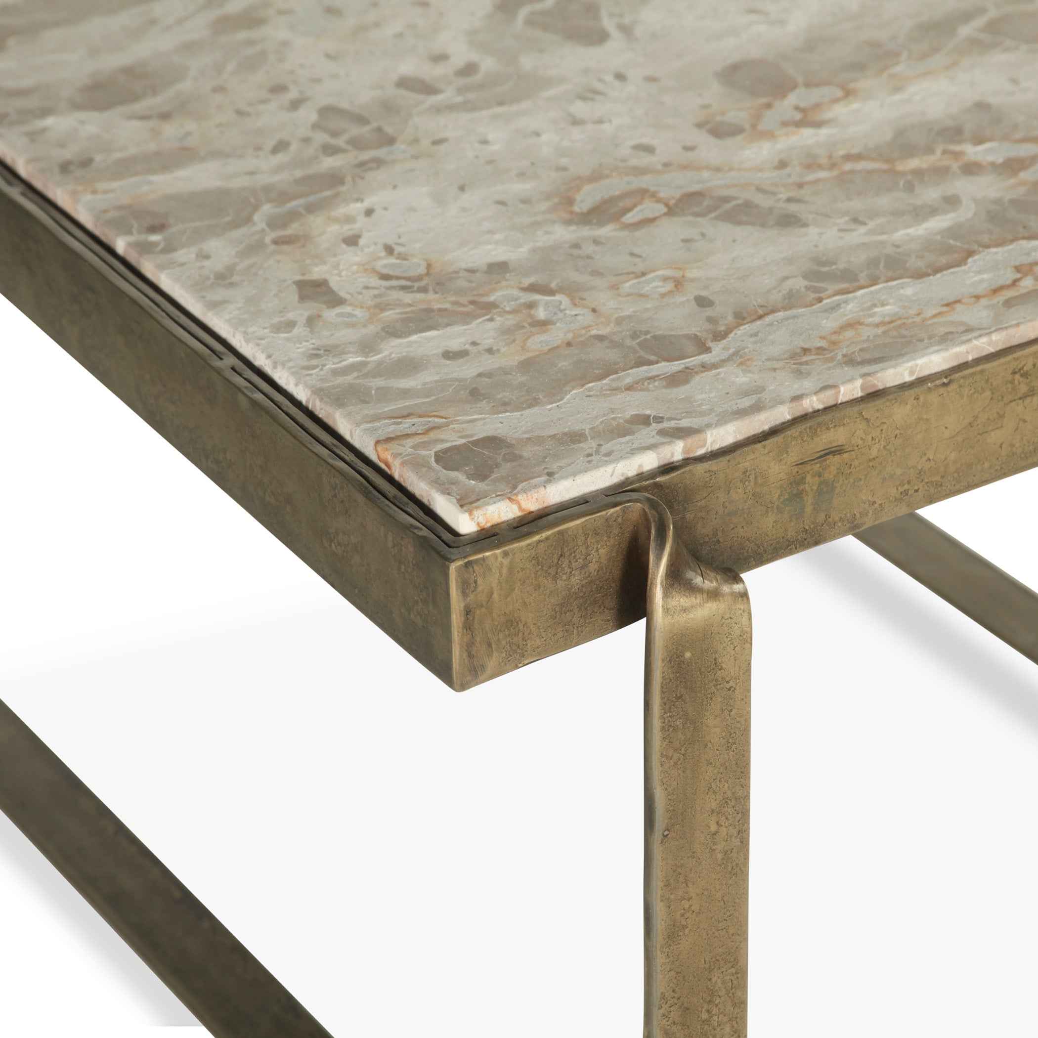 Argos 32" Coffee Table with Marble and Antique Brass - Image 3