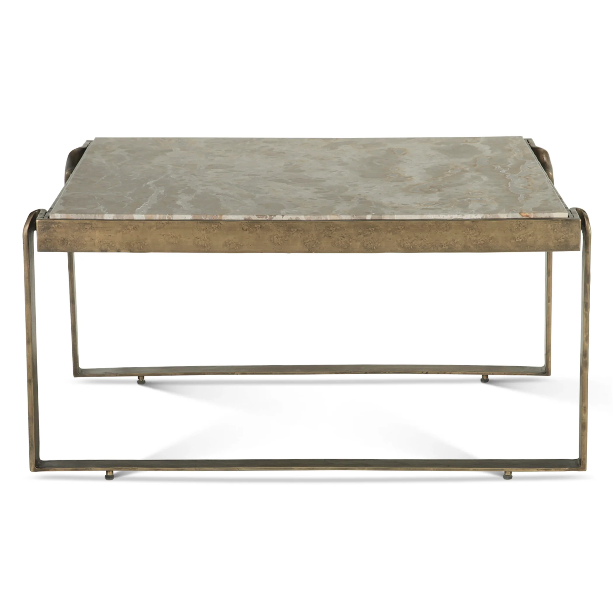 Argos 32" Coffee Table with Marble and Antique Brass - Image 6