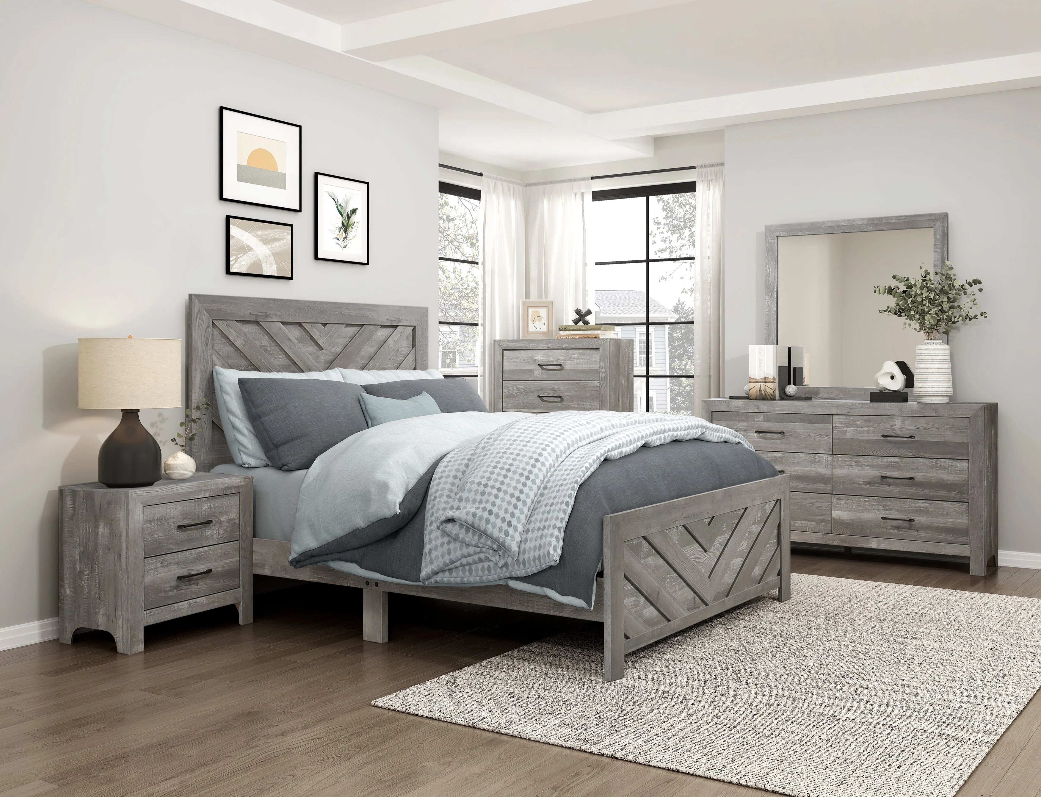 Corbin Gray Crossbuck Queen Panel Bed - Image 6