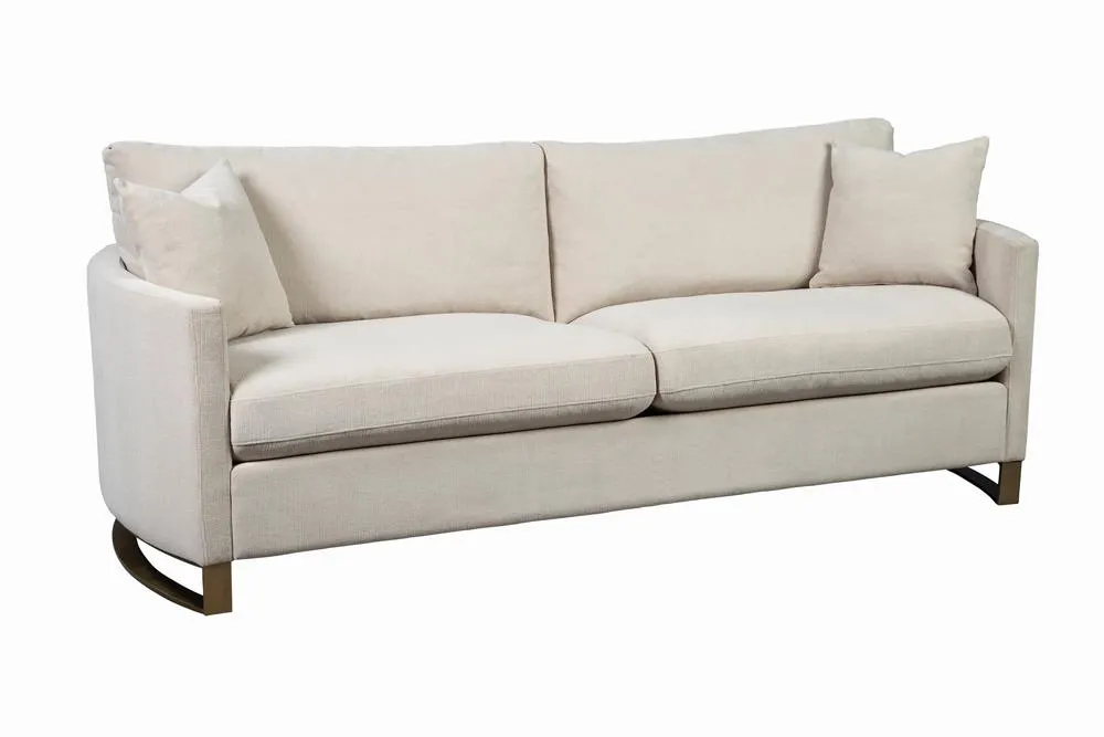Corliss Beige Upholstered Arched Arm Living Room Set - Image 3