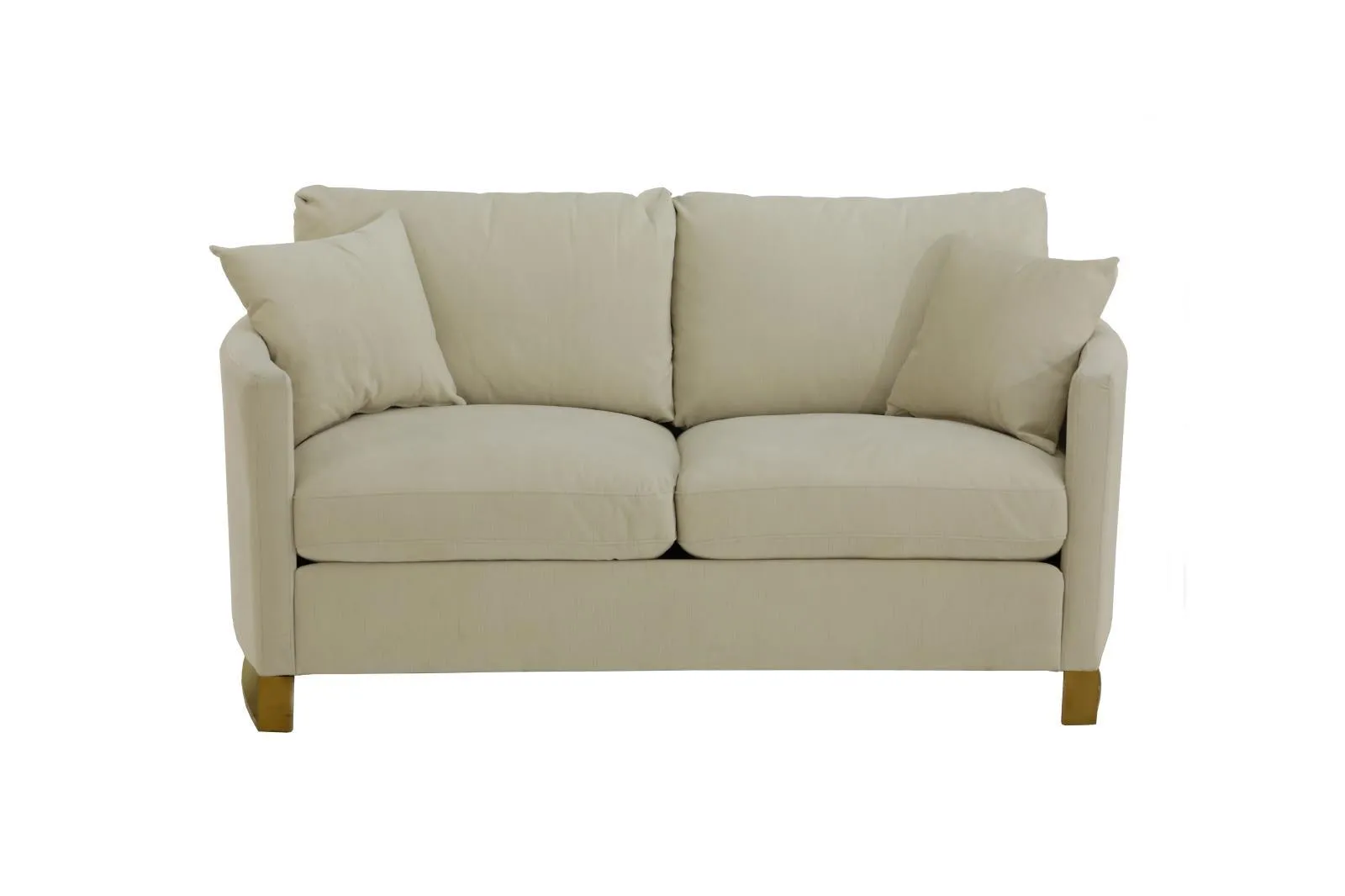 Corliss Beige Upholstered Arched Arms Loveseat - Image 3