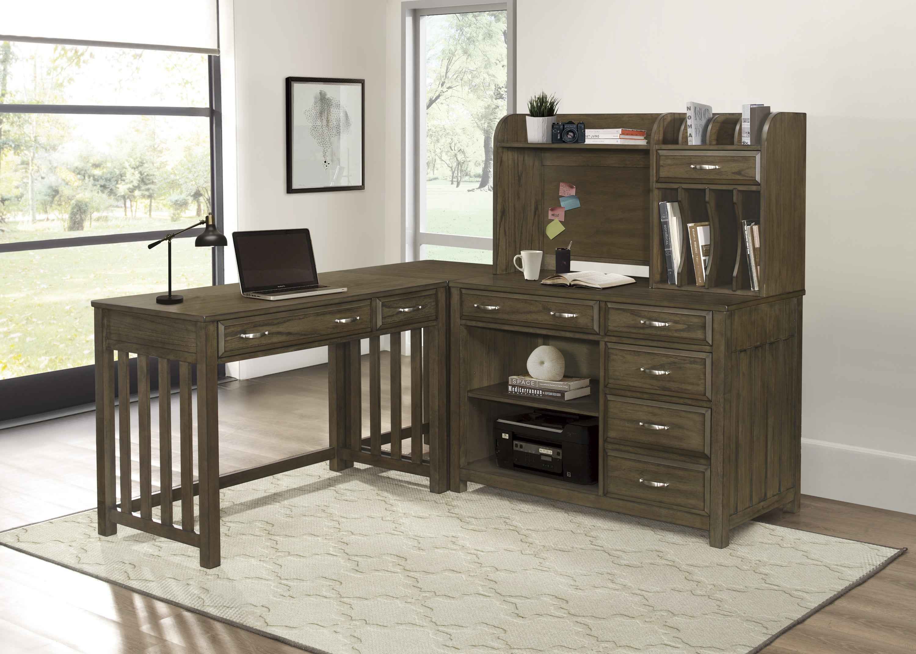 Blanche Brown Gray 3-Piece Corner Desk - Image 3
