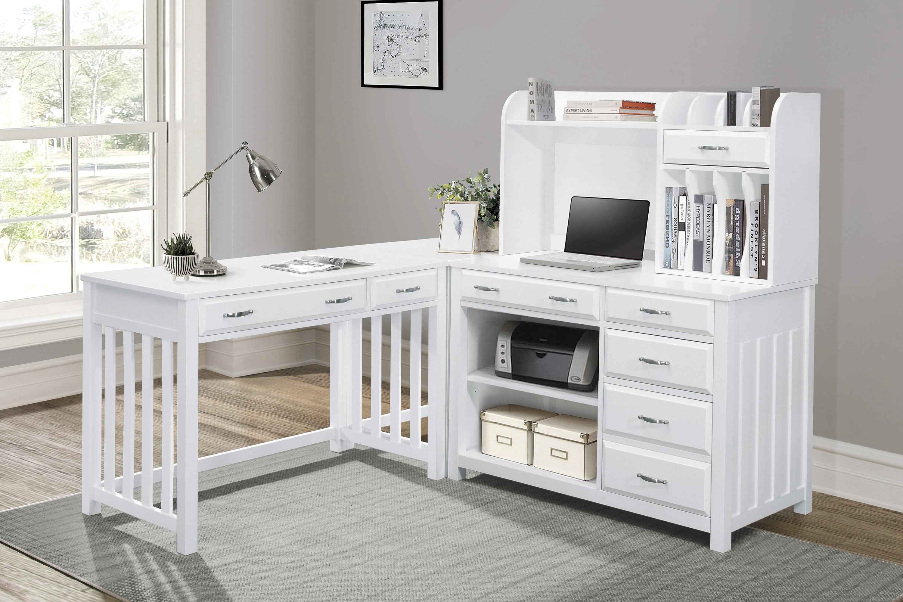 Blanche White 4-Piece Corner Desk