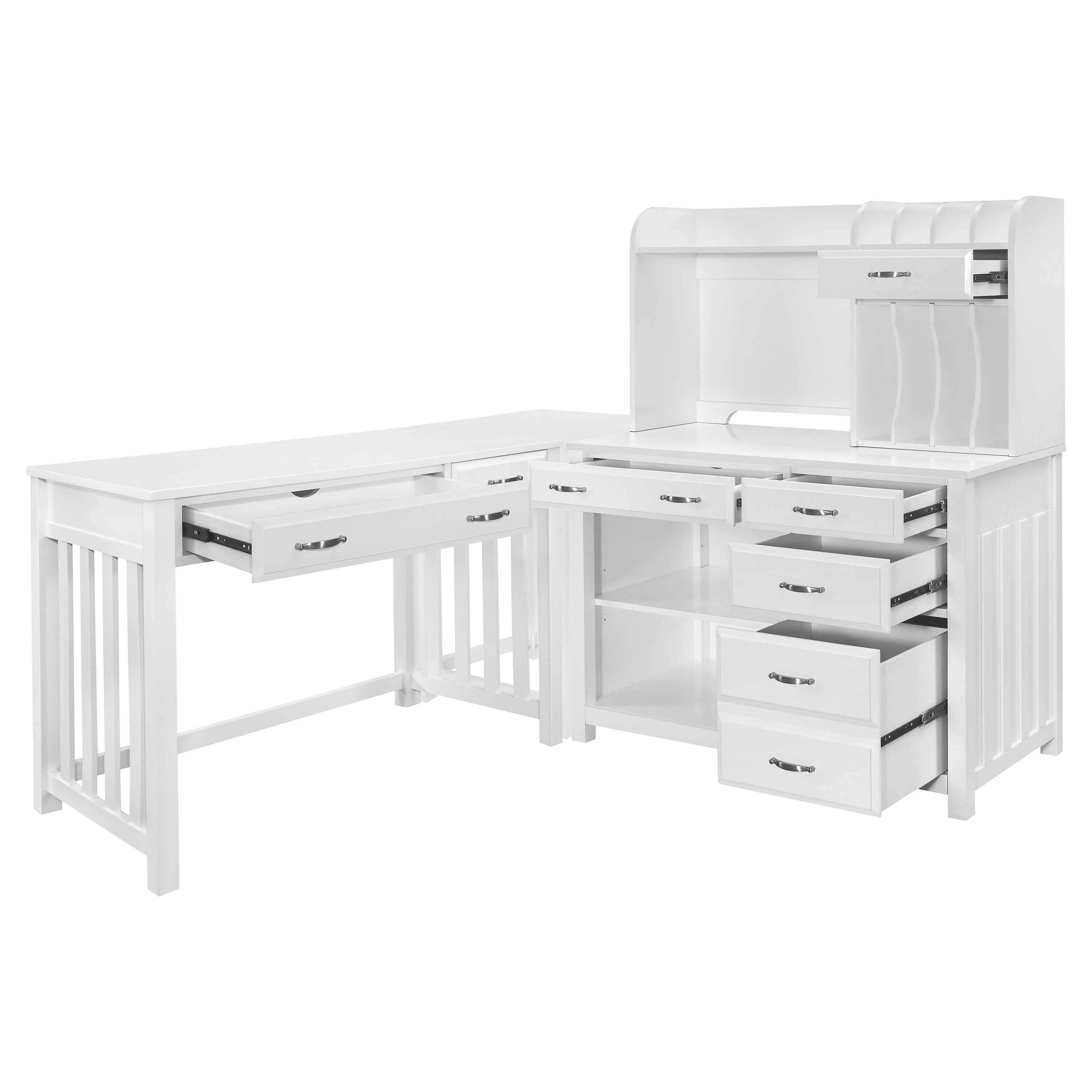 Blanche White 4-Piece Corner Desk - Image 2
