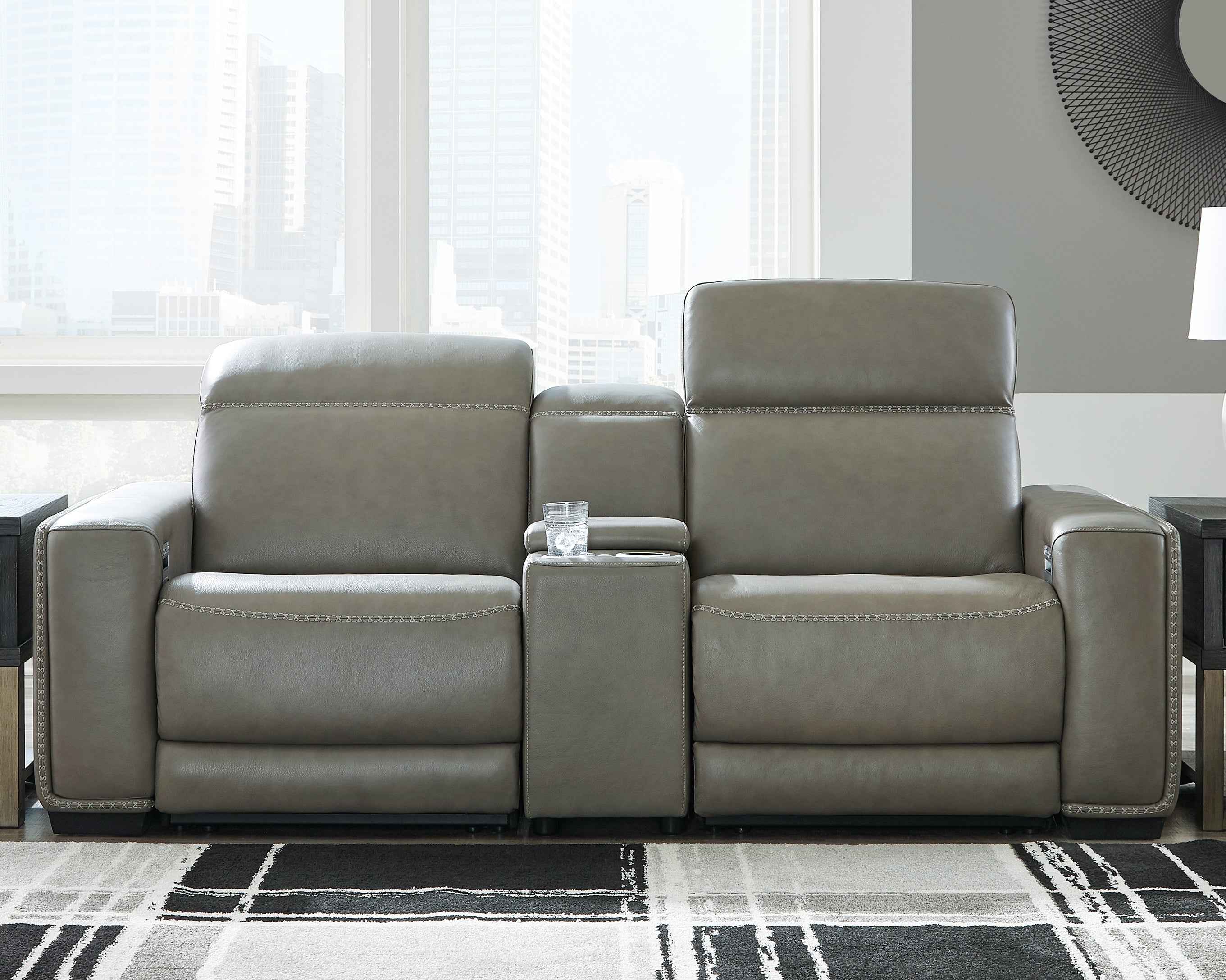 Correze Gray Power Reclining Living Room Set (Center Console) - Image 3