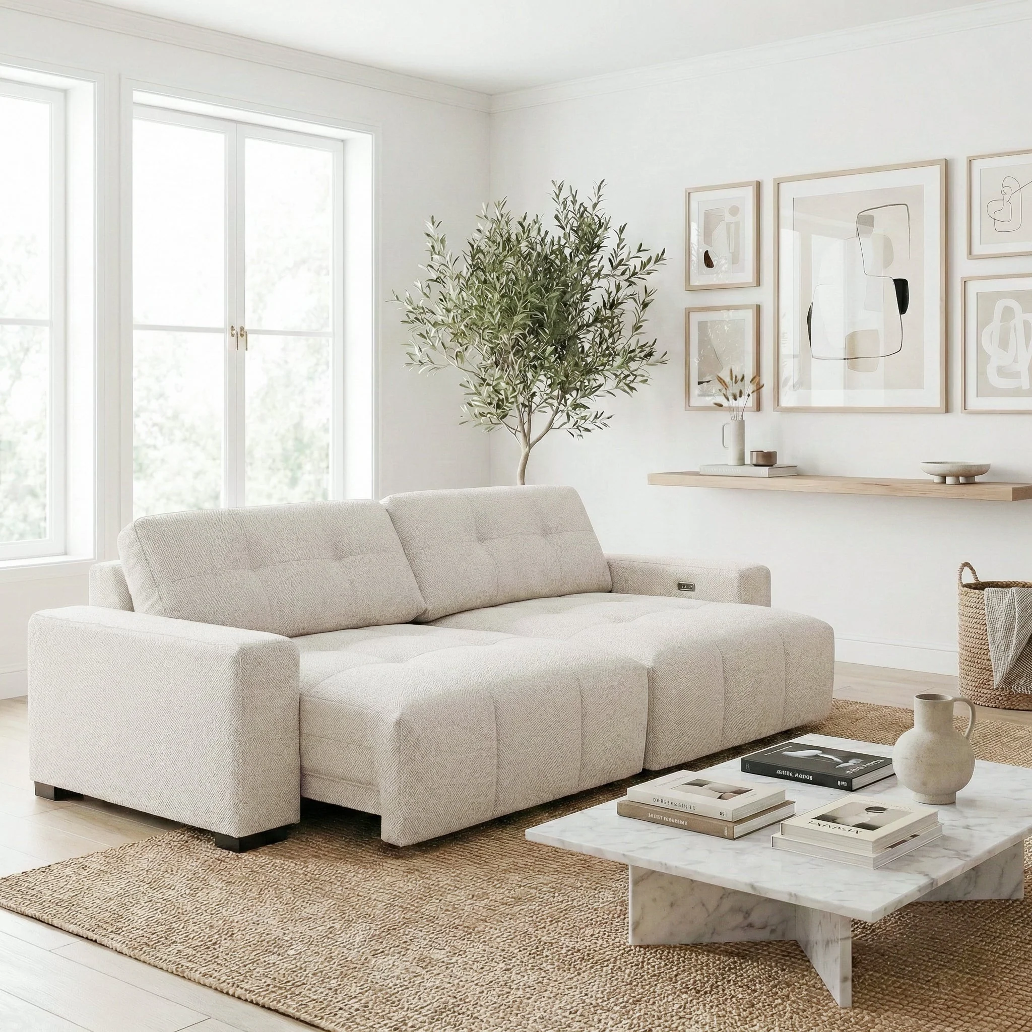 Corston Beige Linen PWR Slider Sofa - Image 6