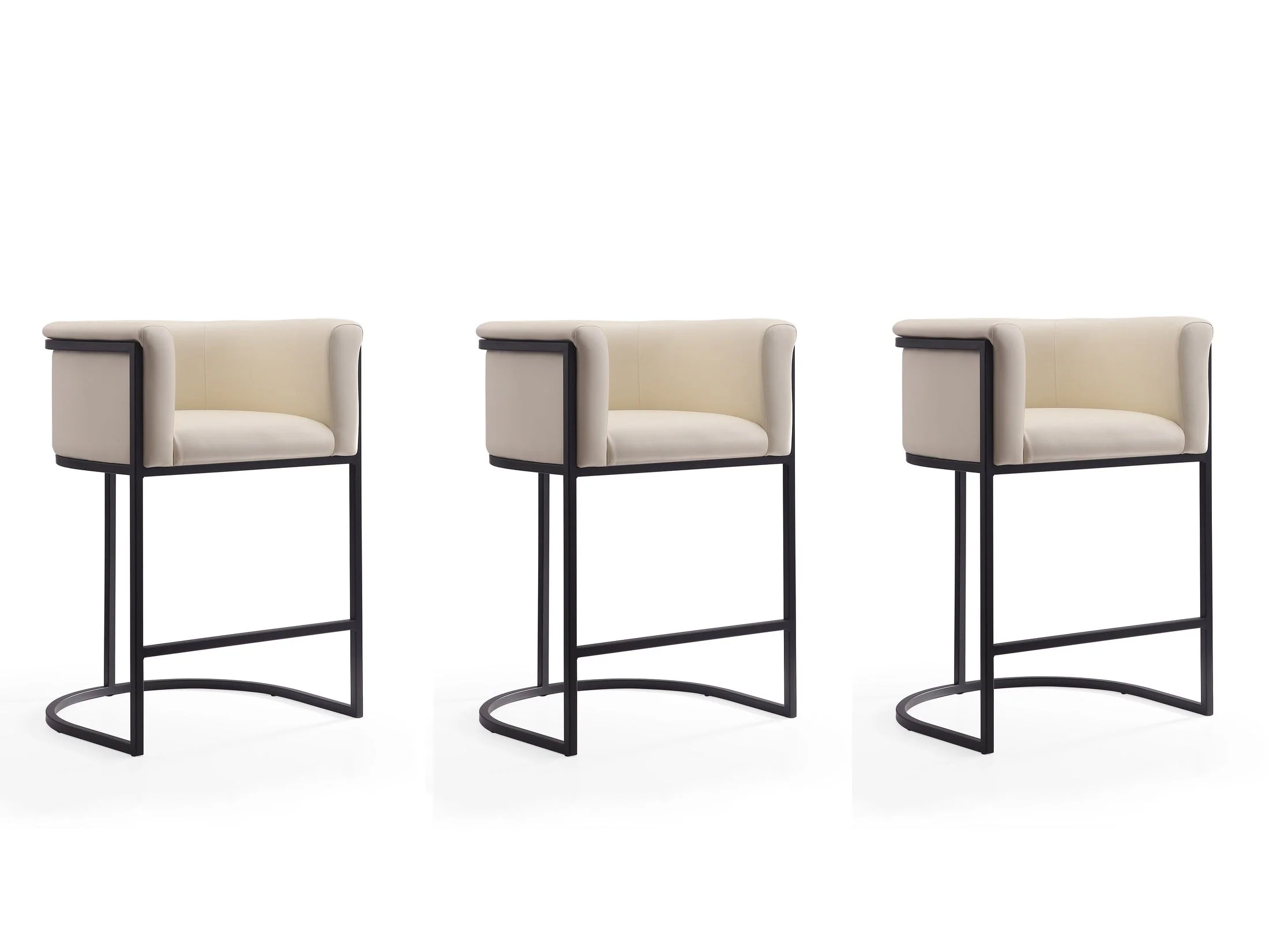 Cosmopolitan Counter Stool in Cream and Black (set of 3)