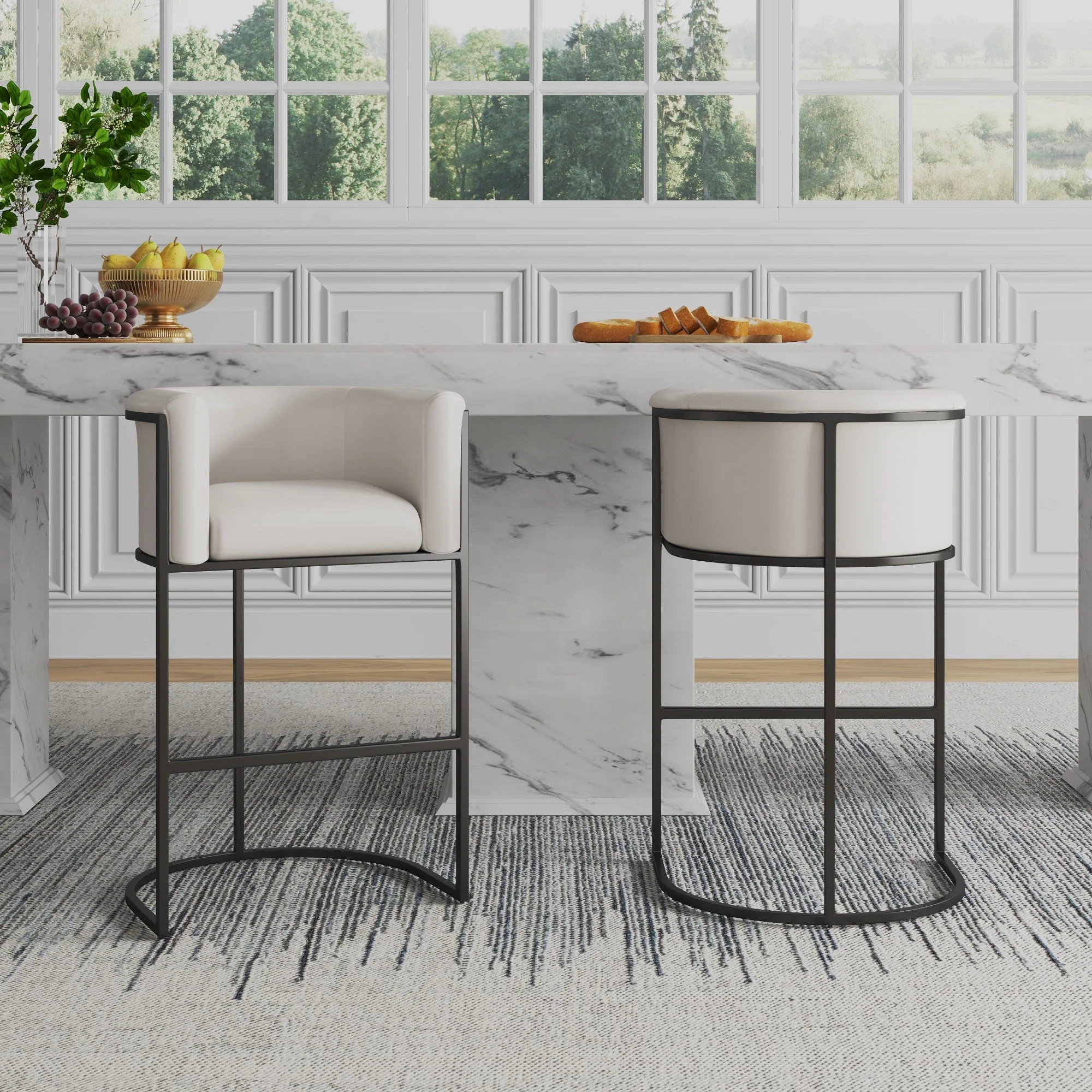 Cosmopolitan Counter Stool in Cream and Black (set of 3) - Image 2