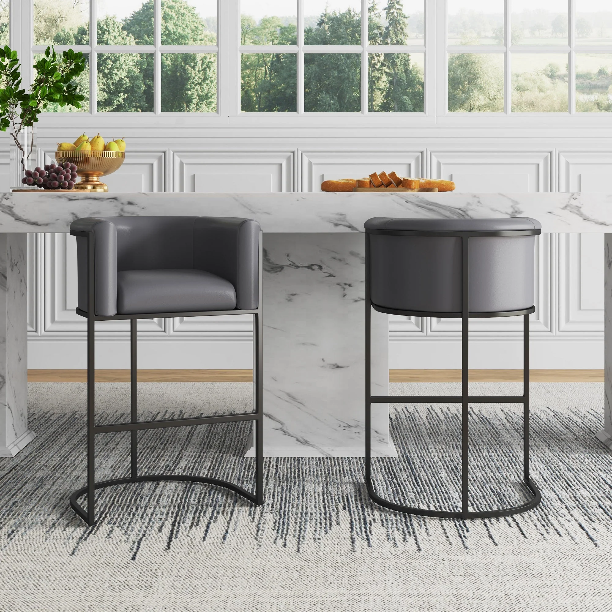Cosmopolitan Counter Stool in Grey and Black (set of 2) - Image 2