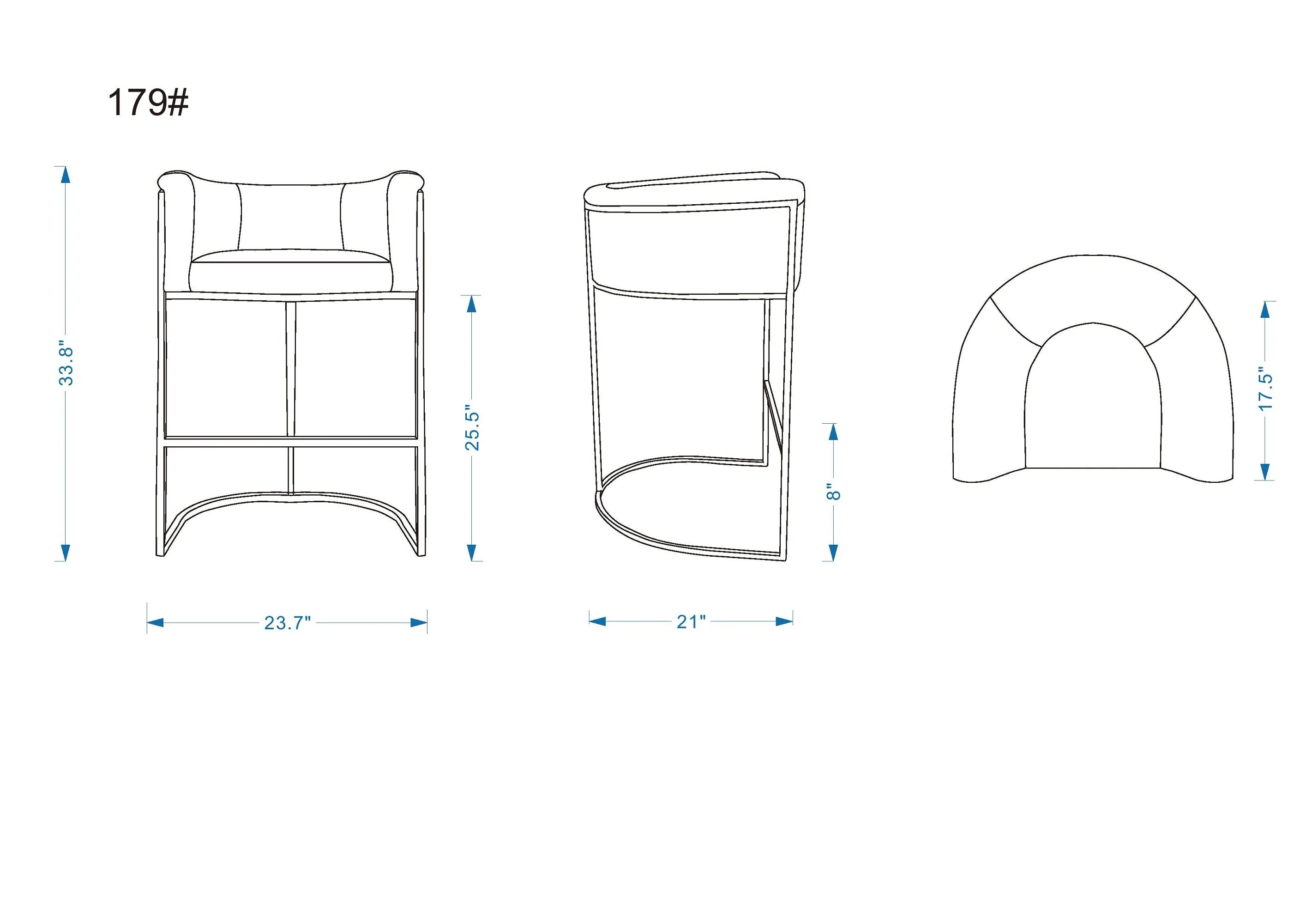 Cosmopolitan Counter Stool in Pebble and Black (set of 3) - Image 3