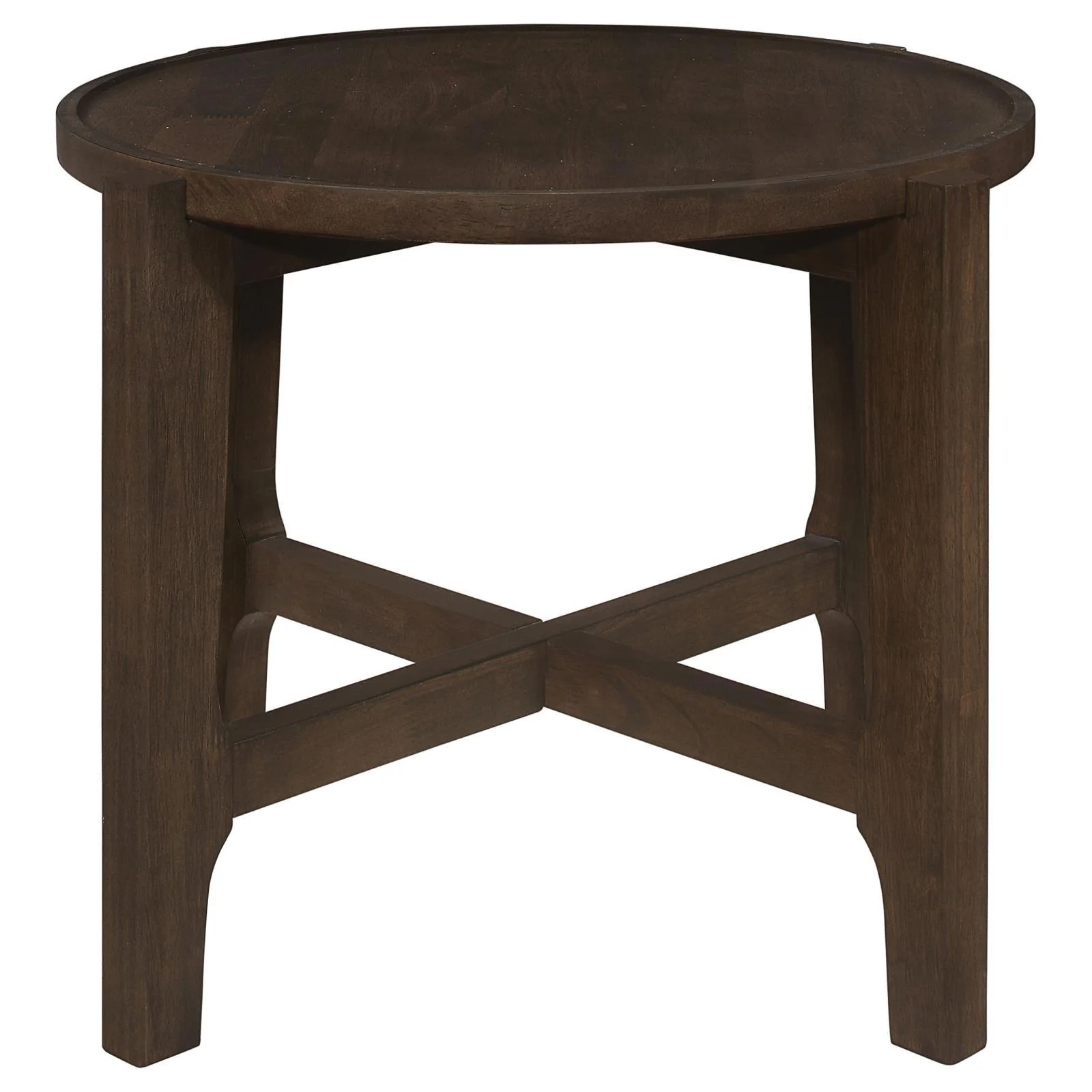Cota Dark Brown Round Solid Wood End Table - Image 3
