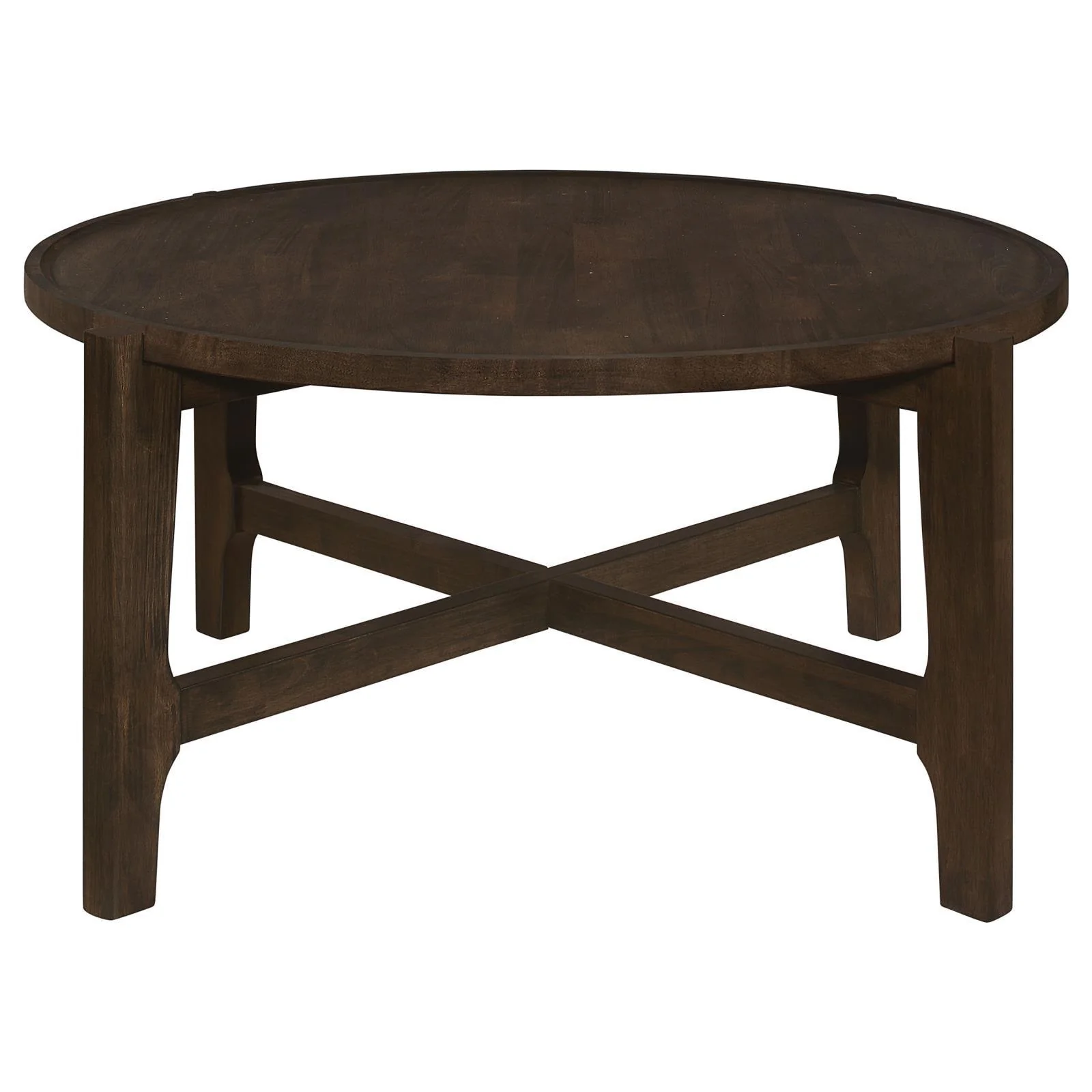 Cota Round Solid Wood Coffee Table Dark Brown - Image 3