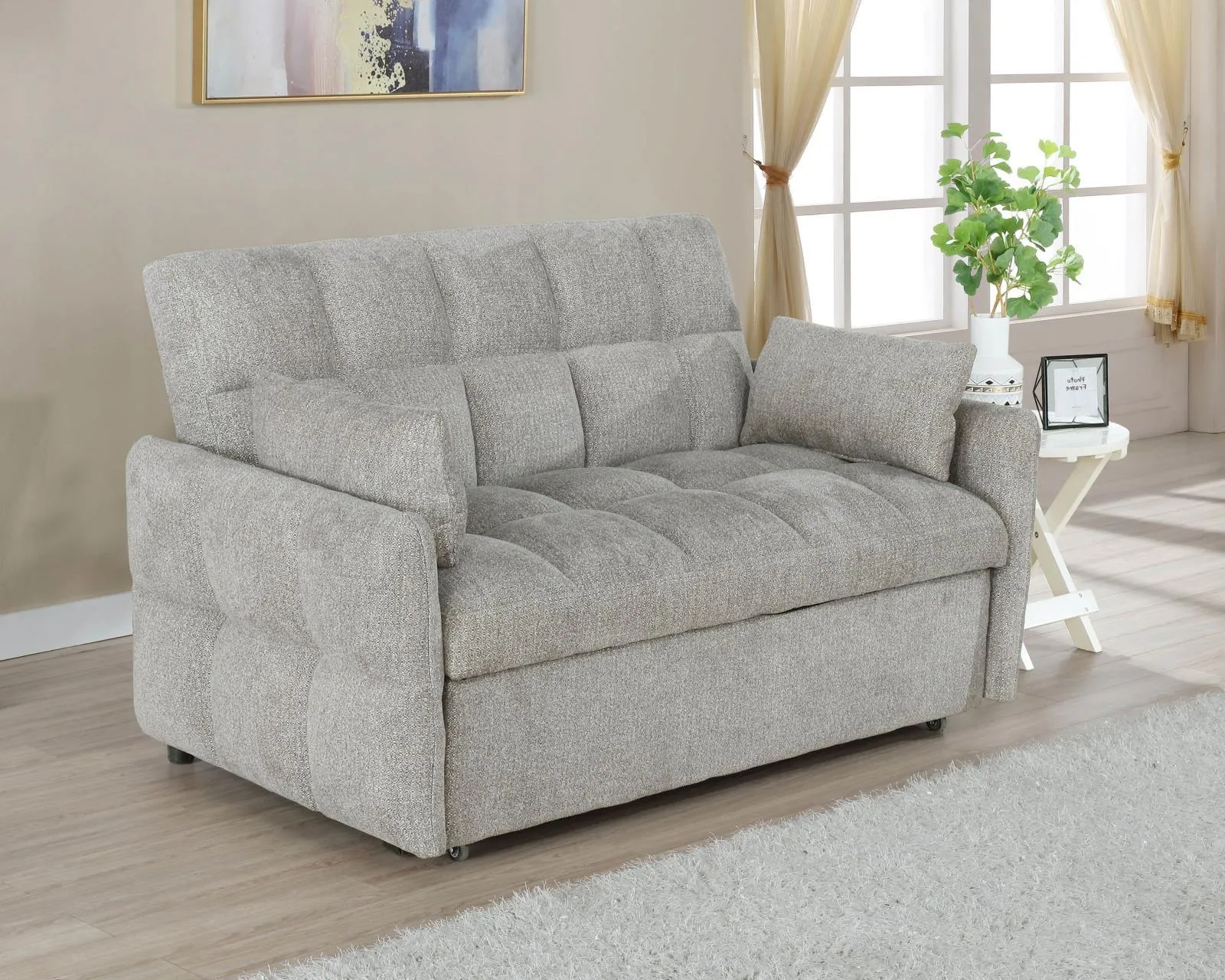 Cotswold Upholstered Convertible Sleeper Sofa Bed Light Grey