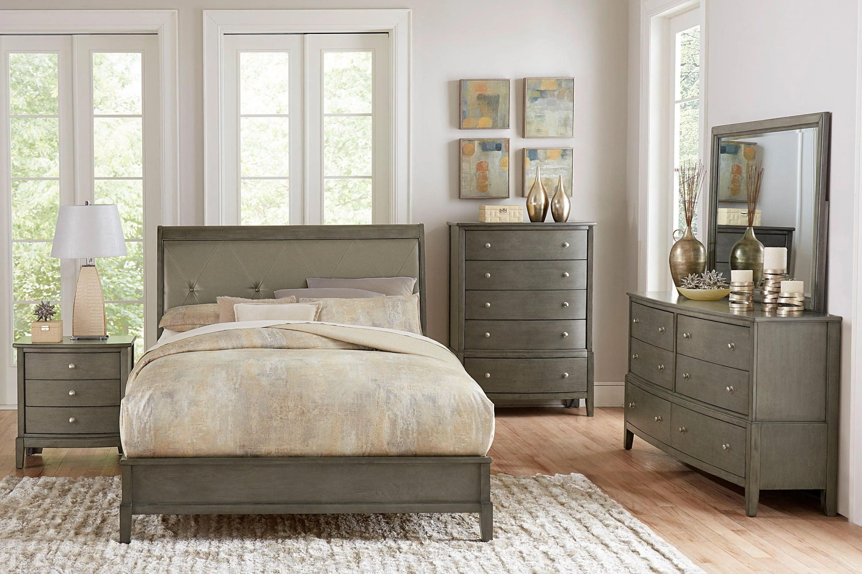 Cotterill Gray Queen Upholstered Panel Bed - Image 3