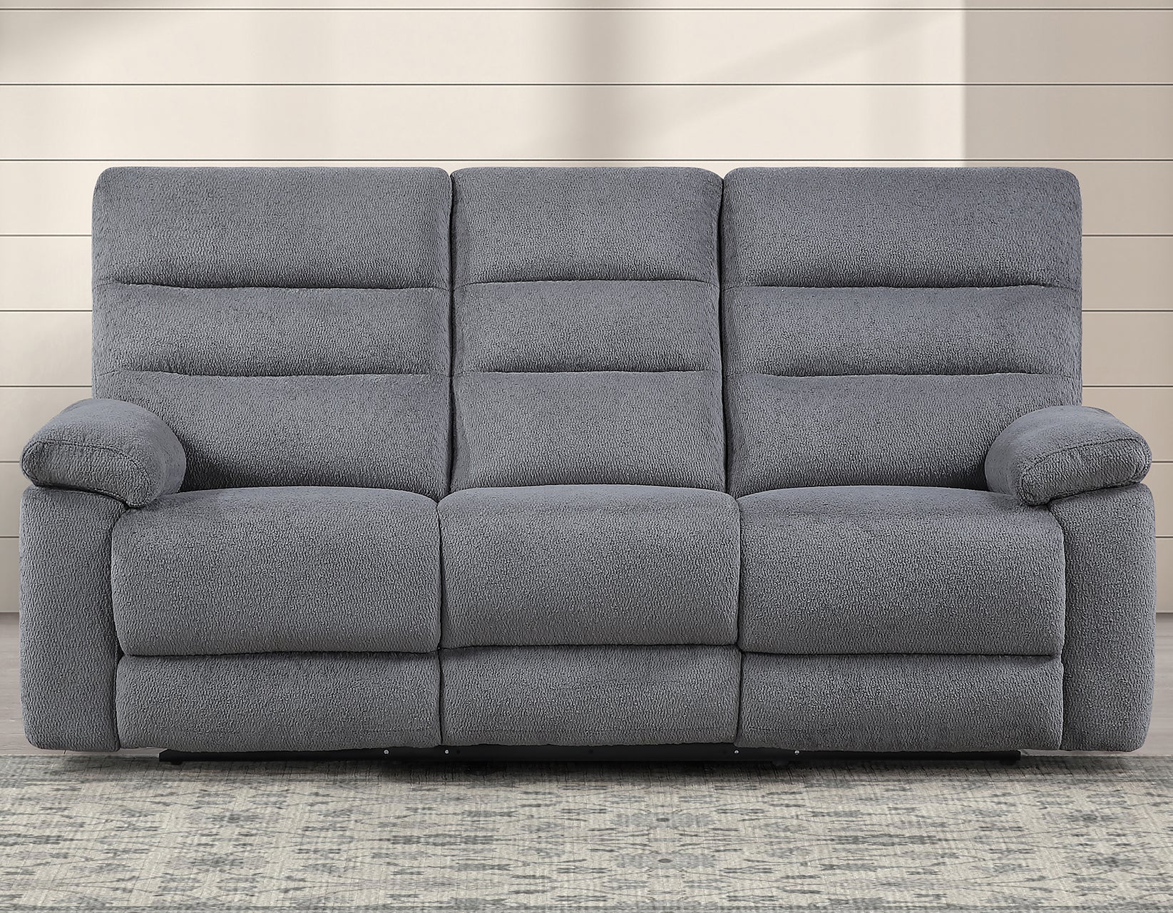 Cozy Gray Manual Reclining Sofa