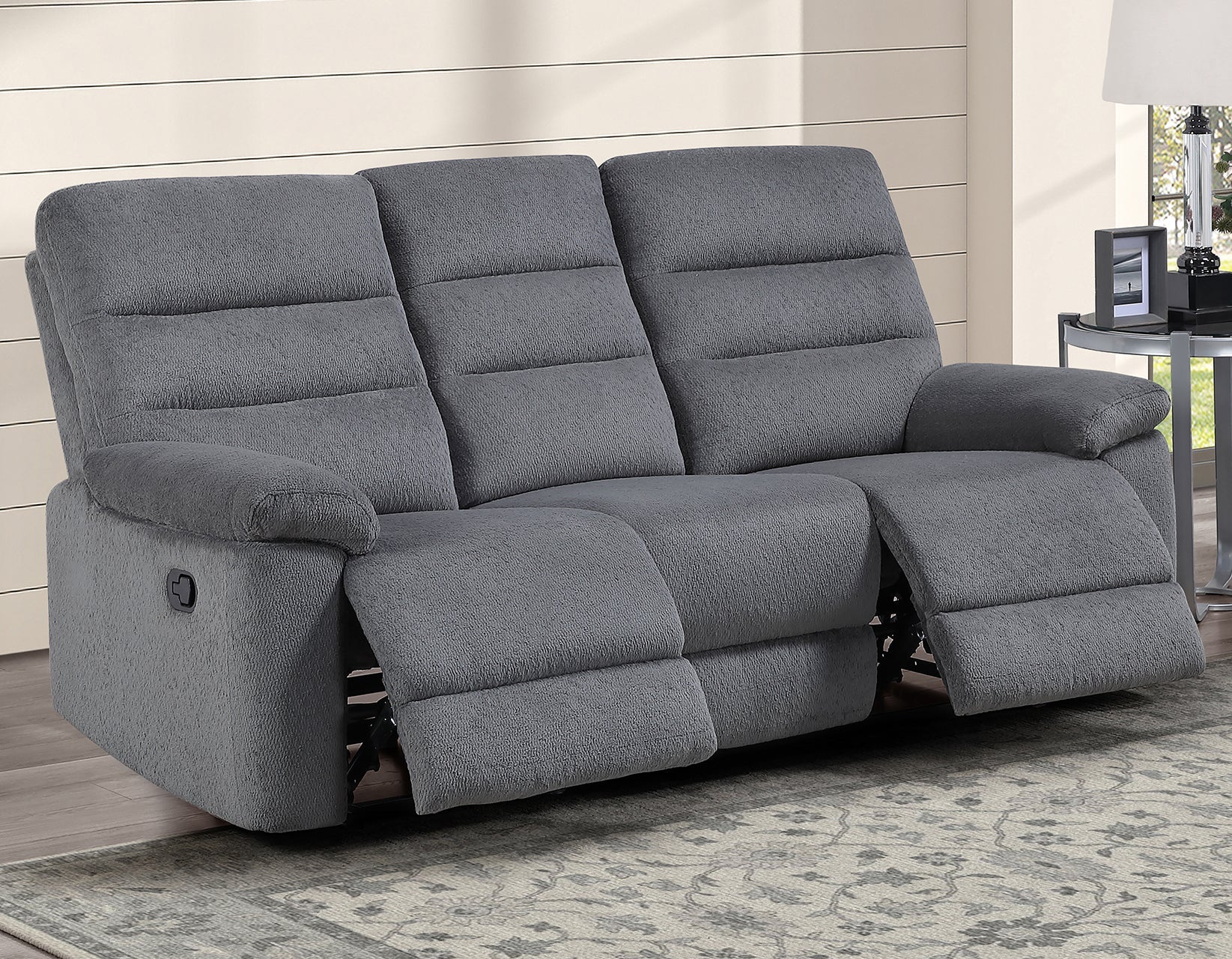 Cozy Gray Manual Reclining Sofa - Image 2