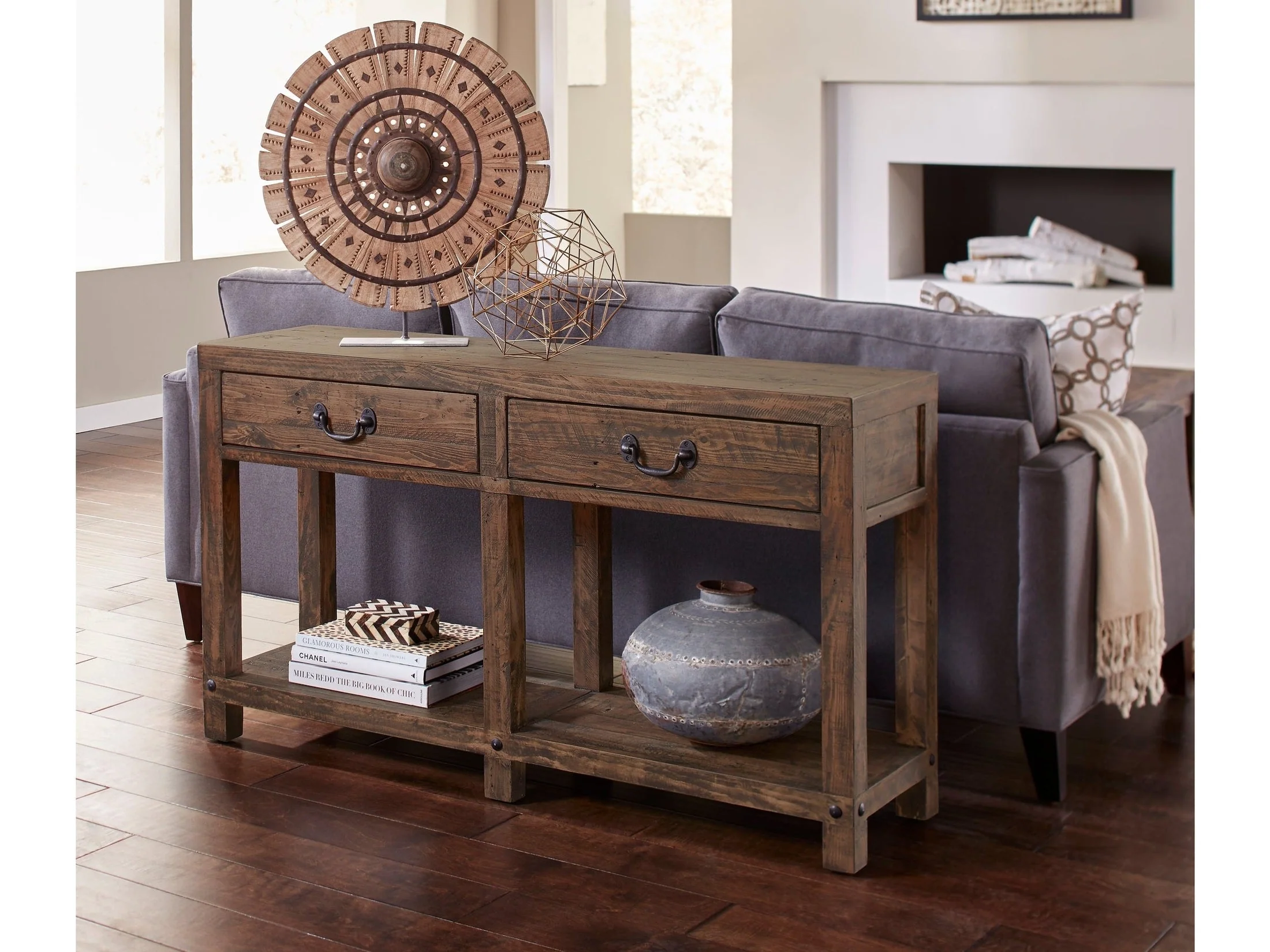 Craster Reclaimed Wood Console Table in Smoky Taupe
