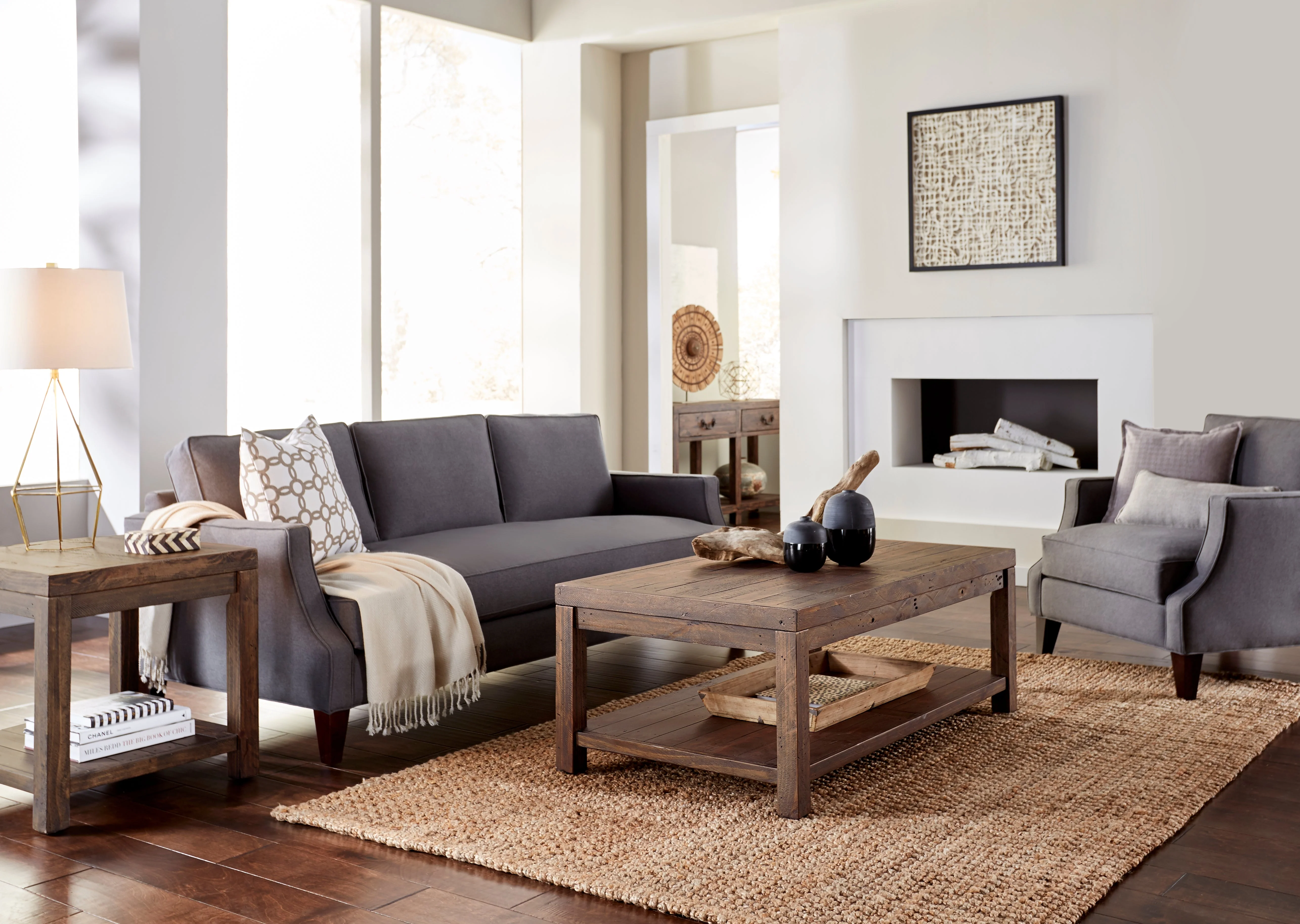 Craster Reclaimed Wood Console Table in Smoky Taupe - Image 2