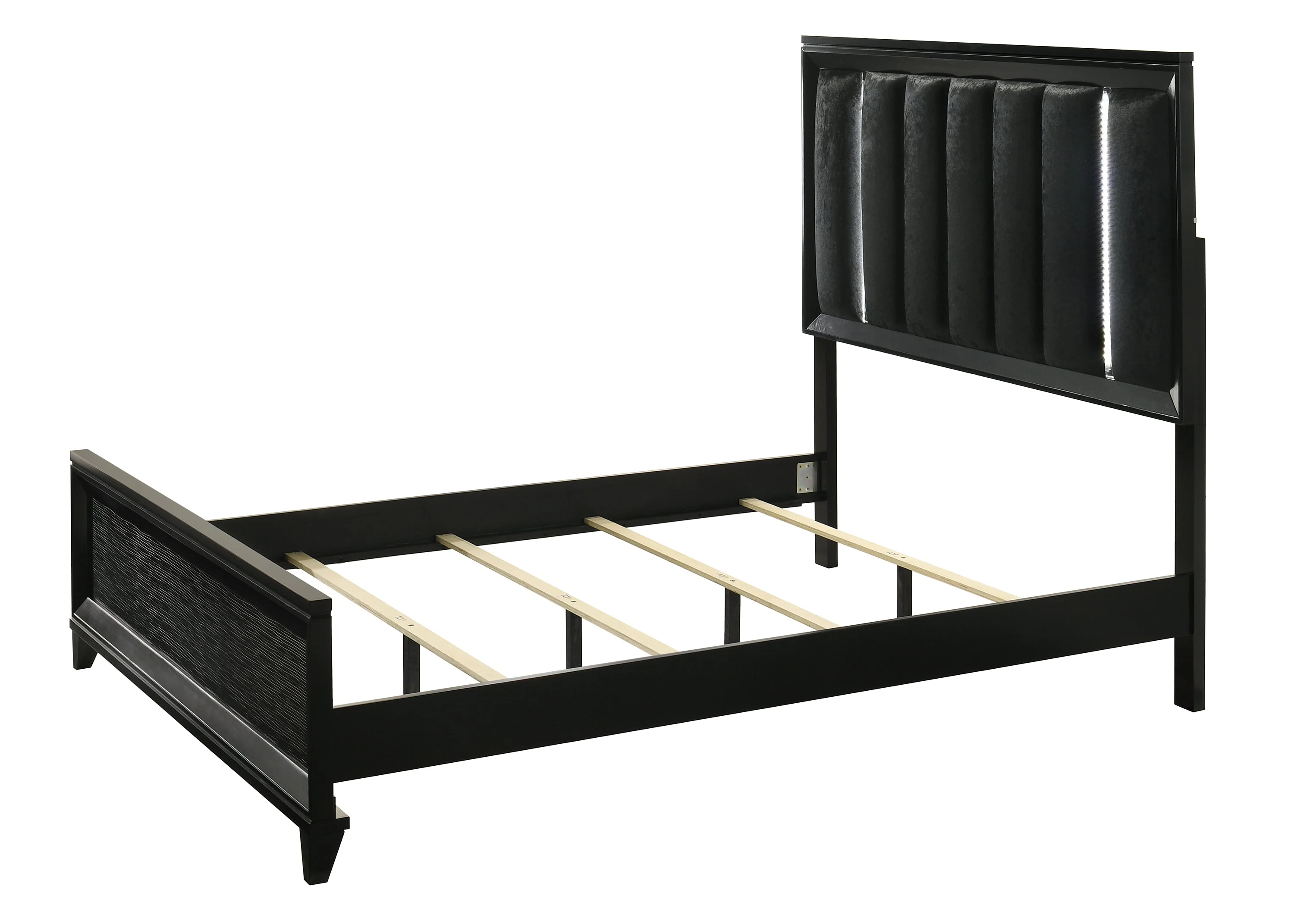 Cressida Black Queen Upholstered LED Panel Bed - Image 2