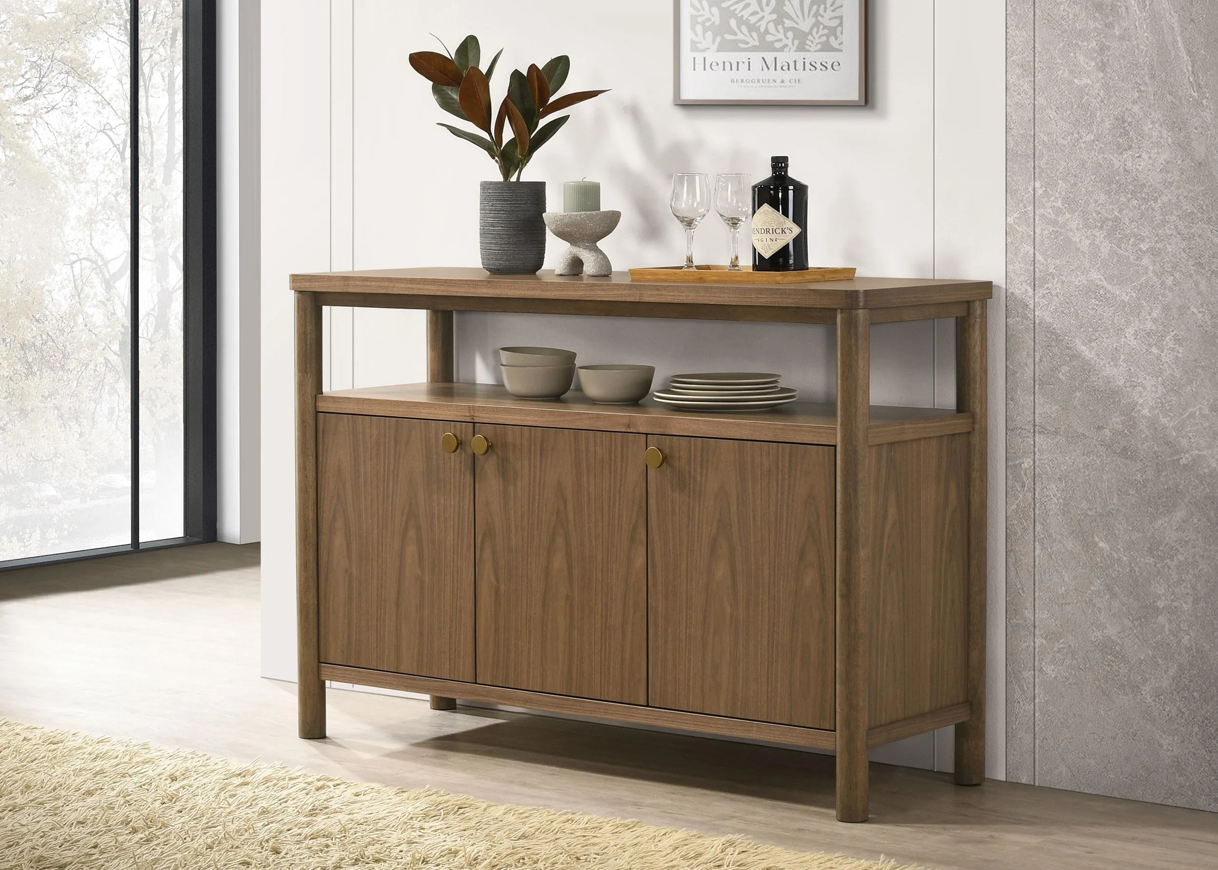 Crestmore Walnut Dining Cabinet Sideboard Buffet