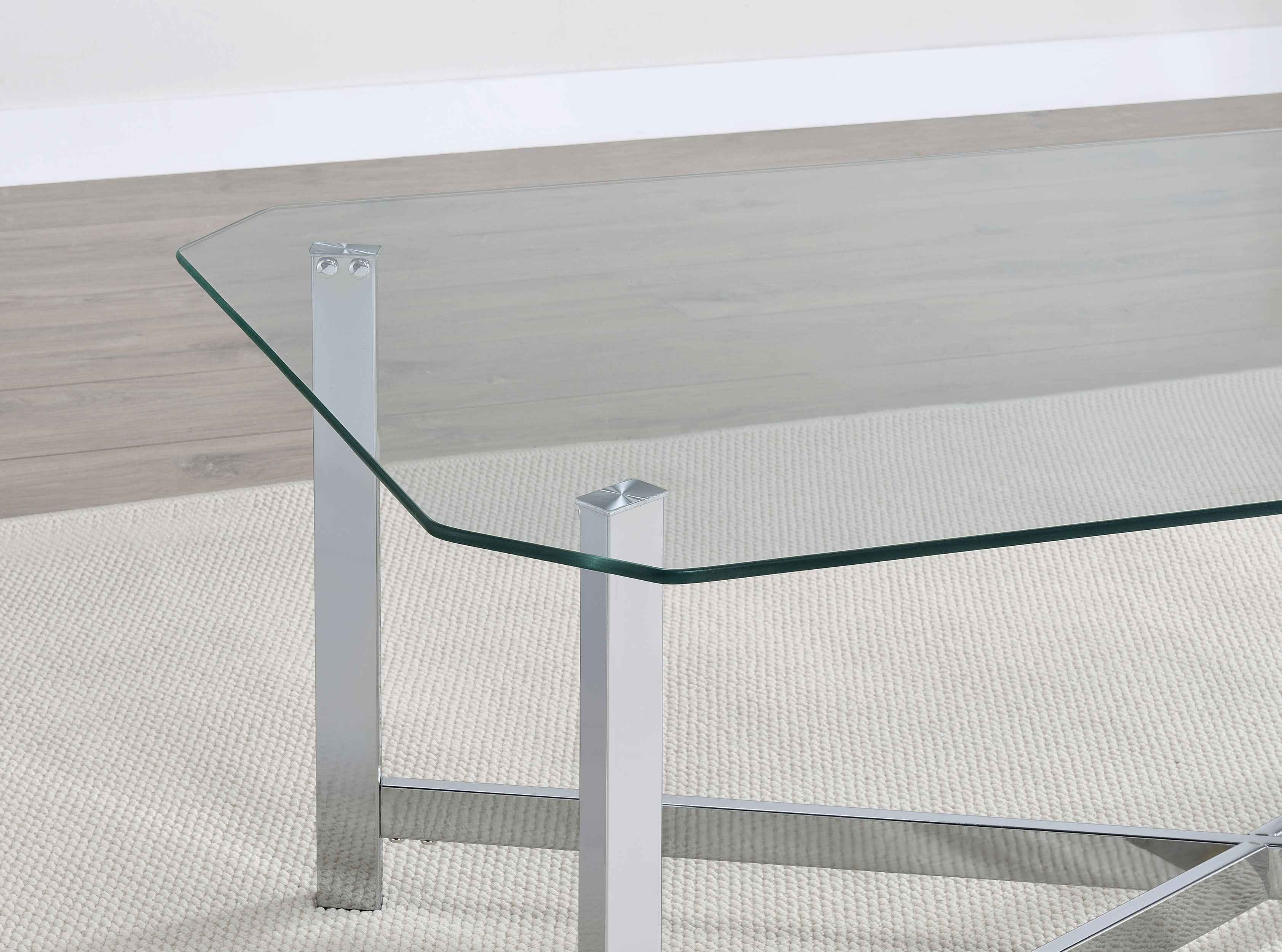 Cronin Chrome 3-piece Tempered Glass Top Coffee Table Set - Image 9
