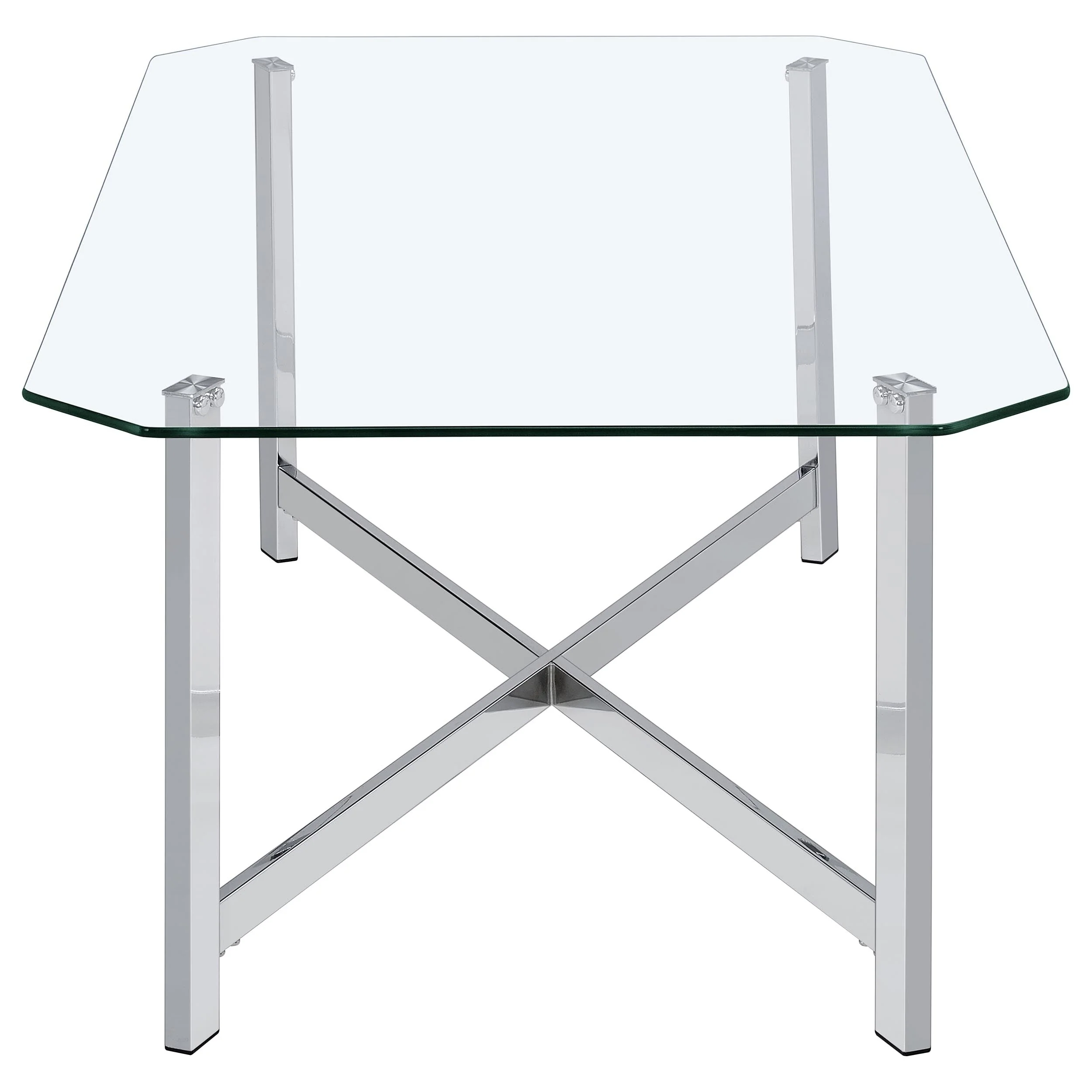 Cronin Chrome Rectangular Tempered Glass Top Cocktail Coffee Table - Image 4