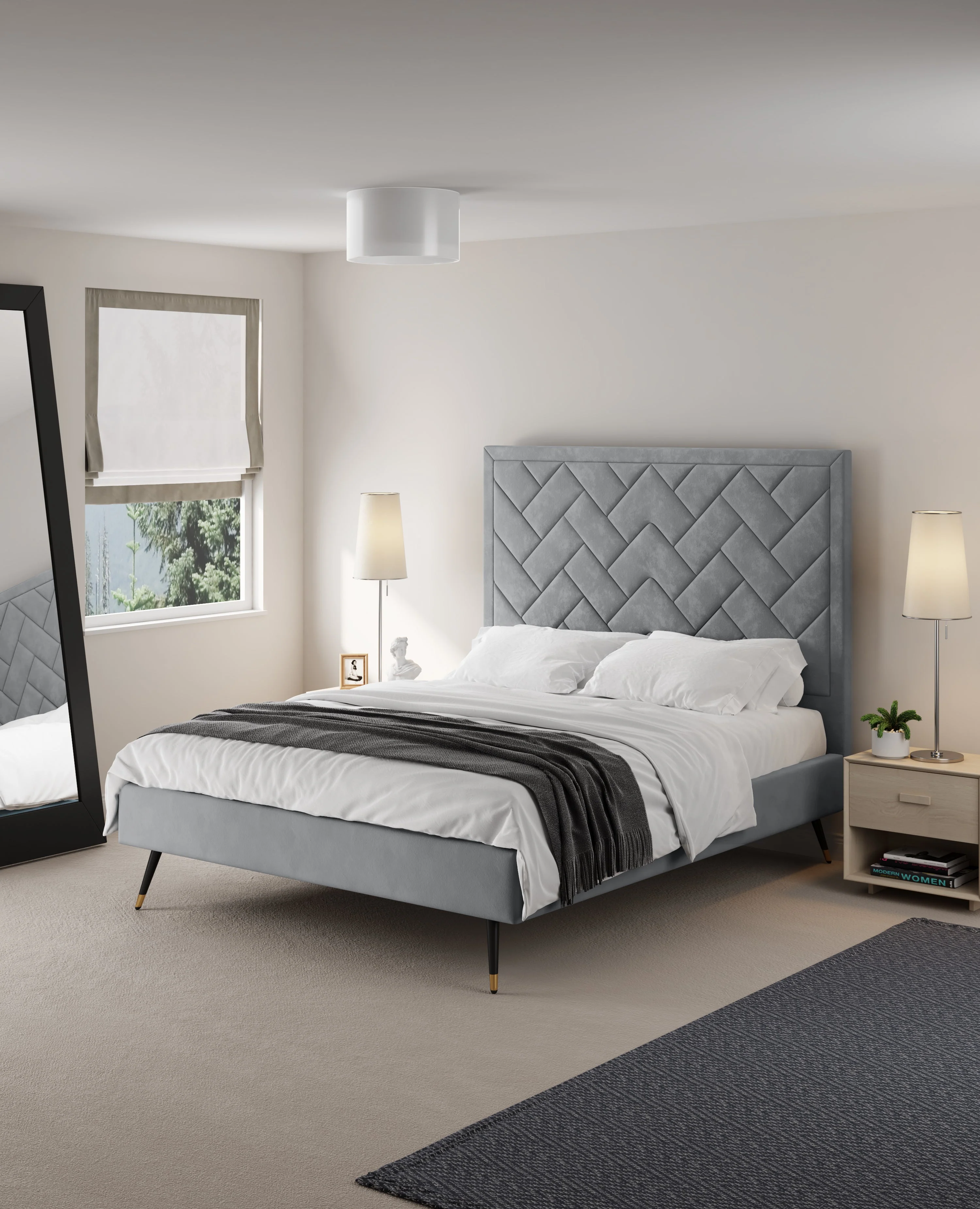 Crosby Queen-Size Bed in Grey - Image 2