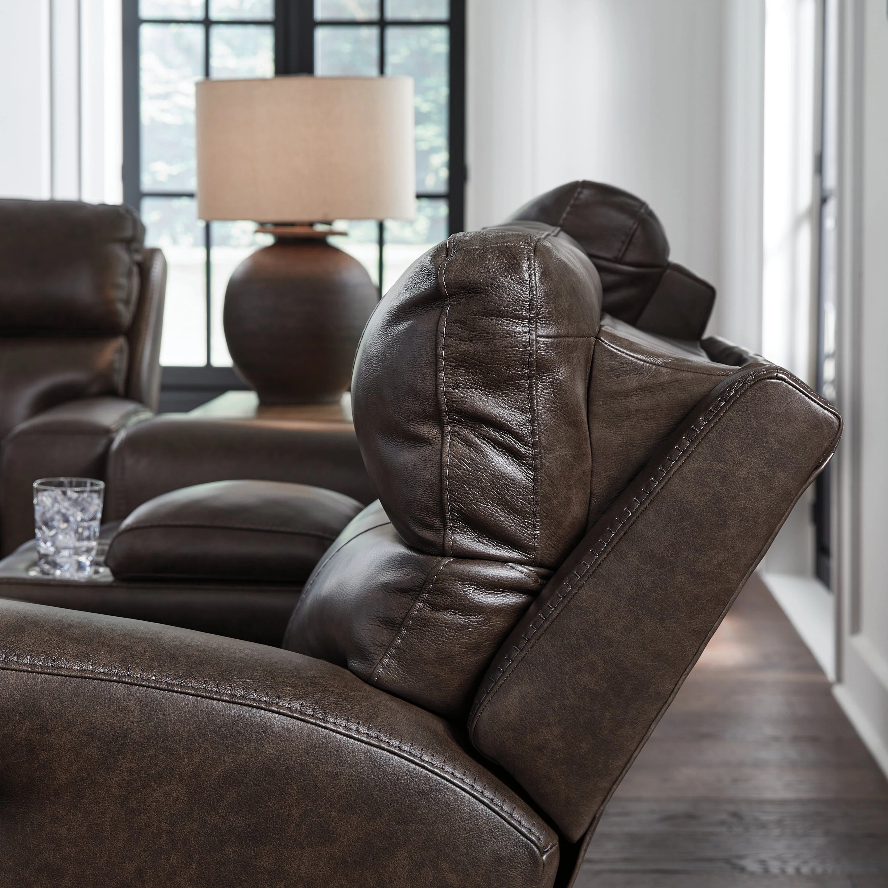 Crossplex Smoke Power Reclining Loveseat with Console - Image 6