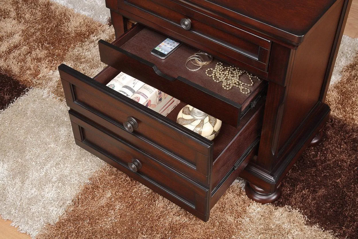 Cumberland Brown Cherry Sleigh Storage Platform Bedroom Set - Image 9
