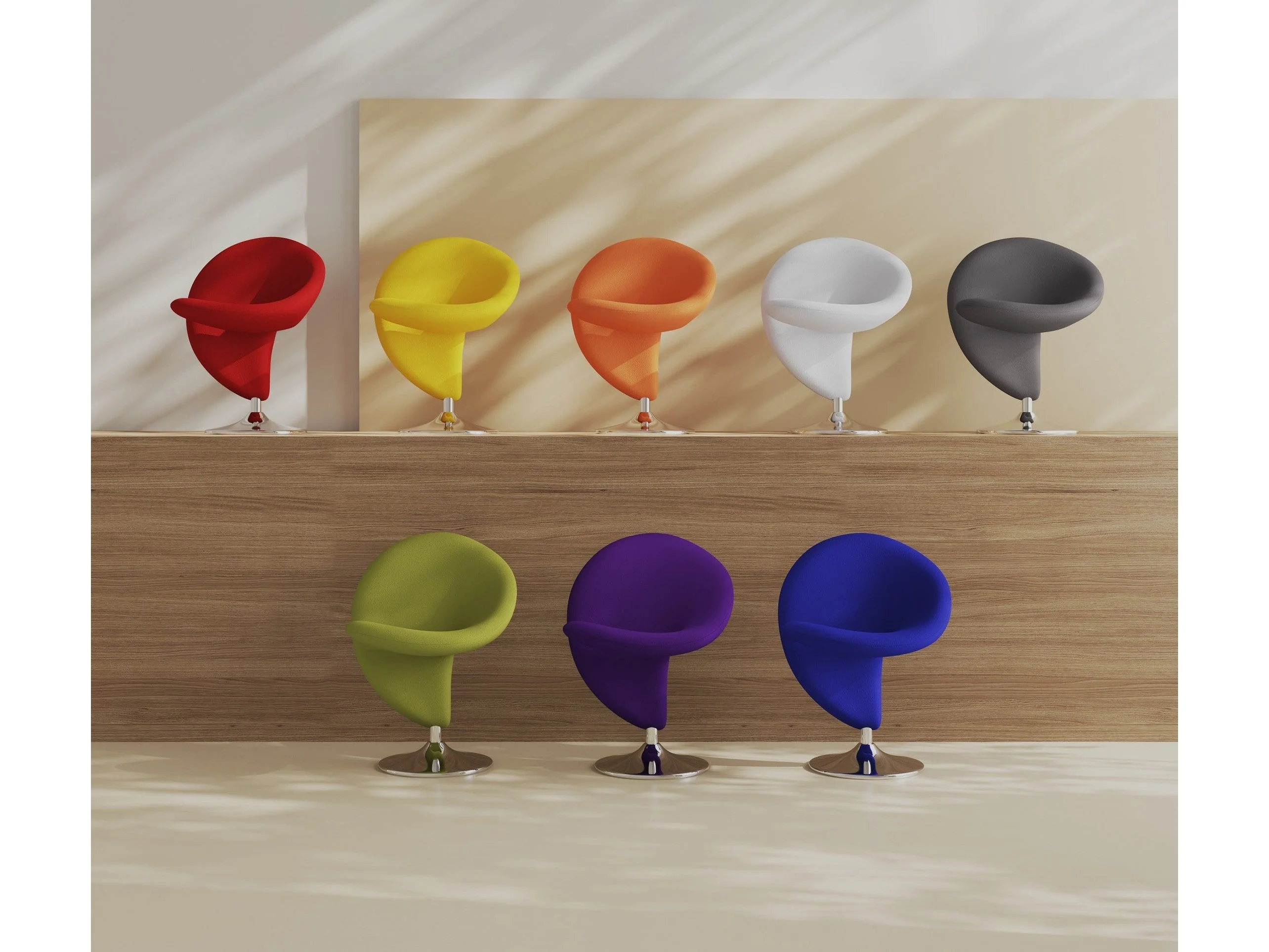 Curl Swivel Accent Chair in Multi Colors (Set of 8)