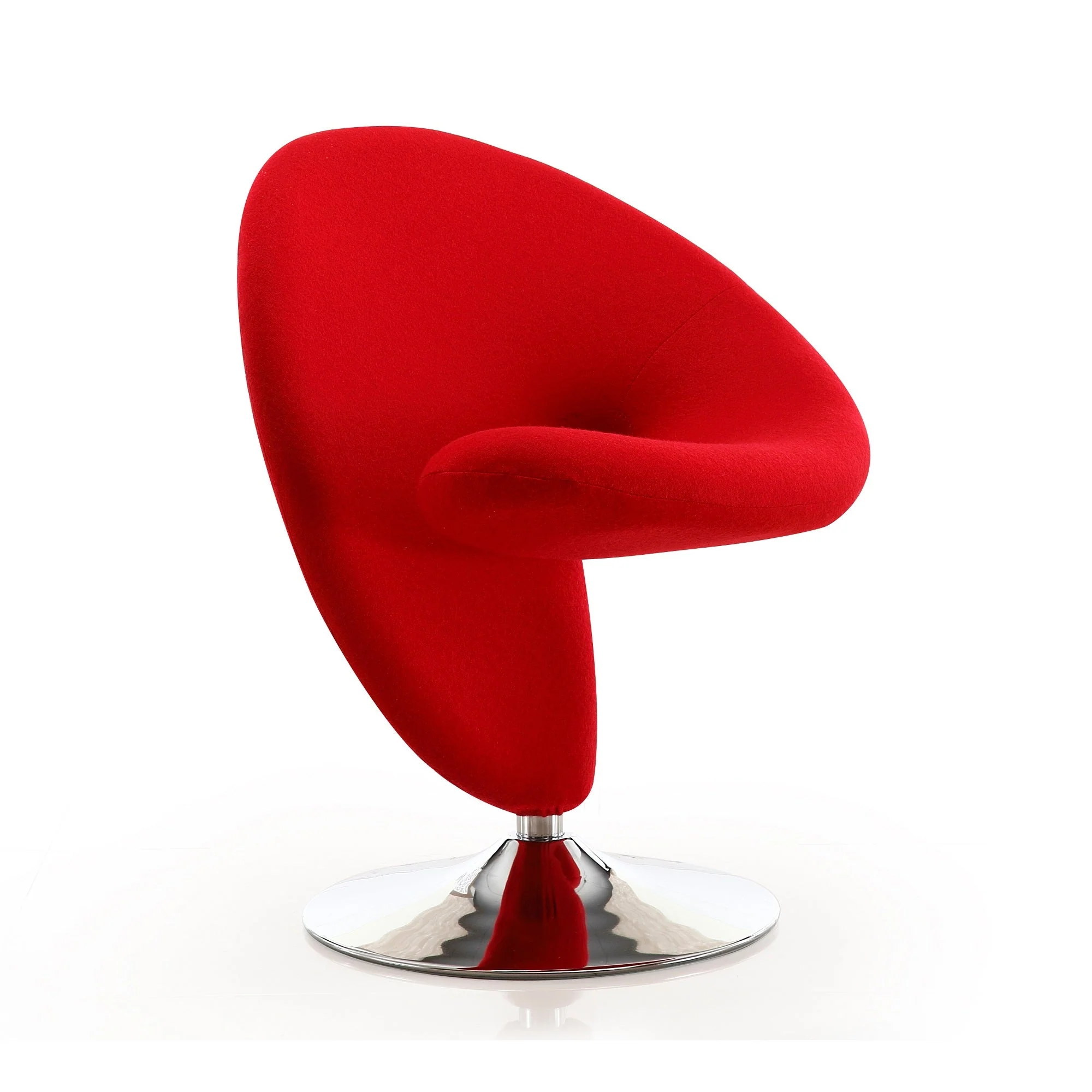 Curl Swivel Accent Chair in Red and Polished Chrome (set of 2) - Image 3