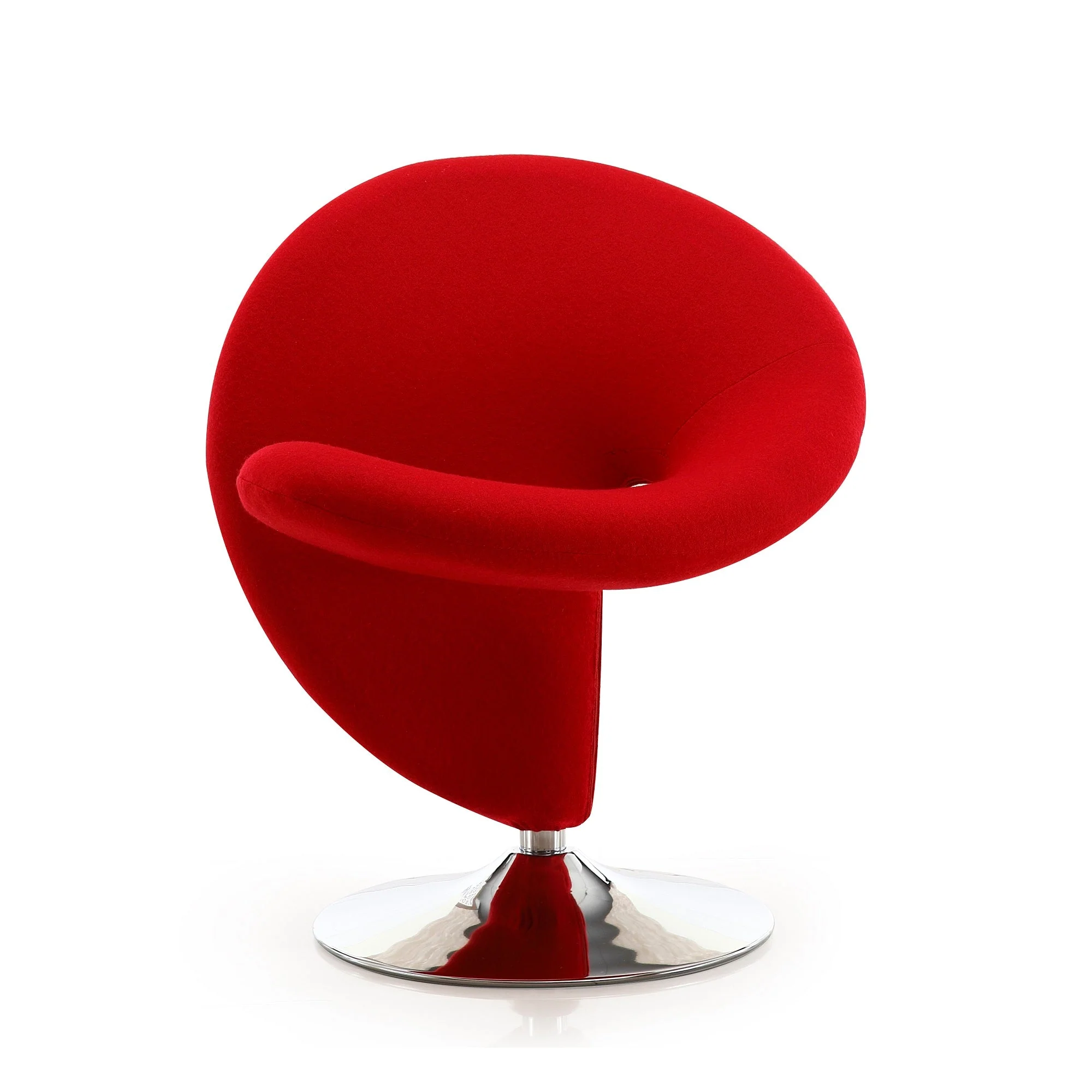 Curl Swivel Accent Chair in Red and Polished Chrome (set of 2) - Image 4