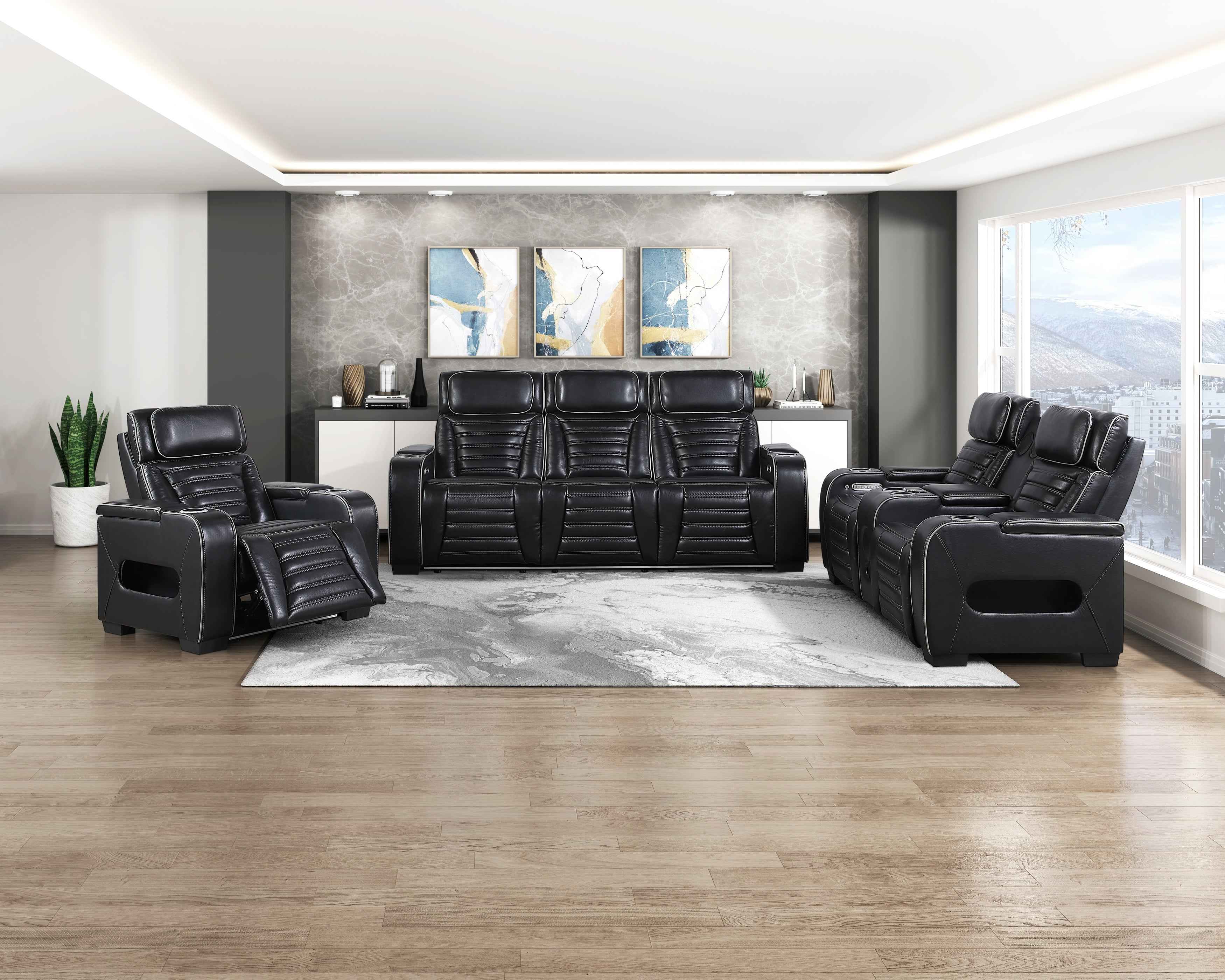 Cyber Black Power Double Reclining Loveseat with Center Console - Image 15